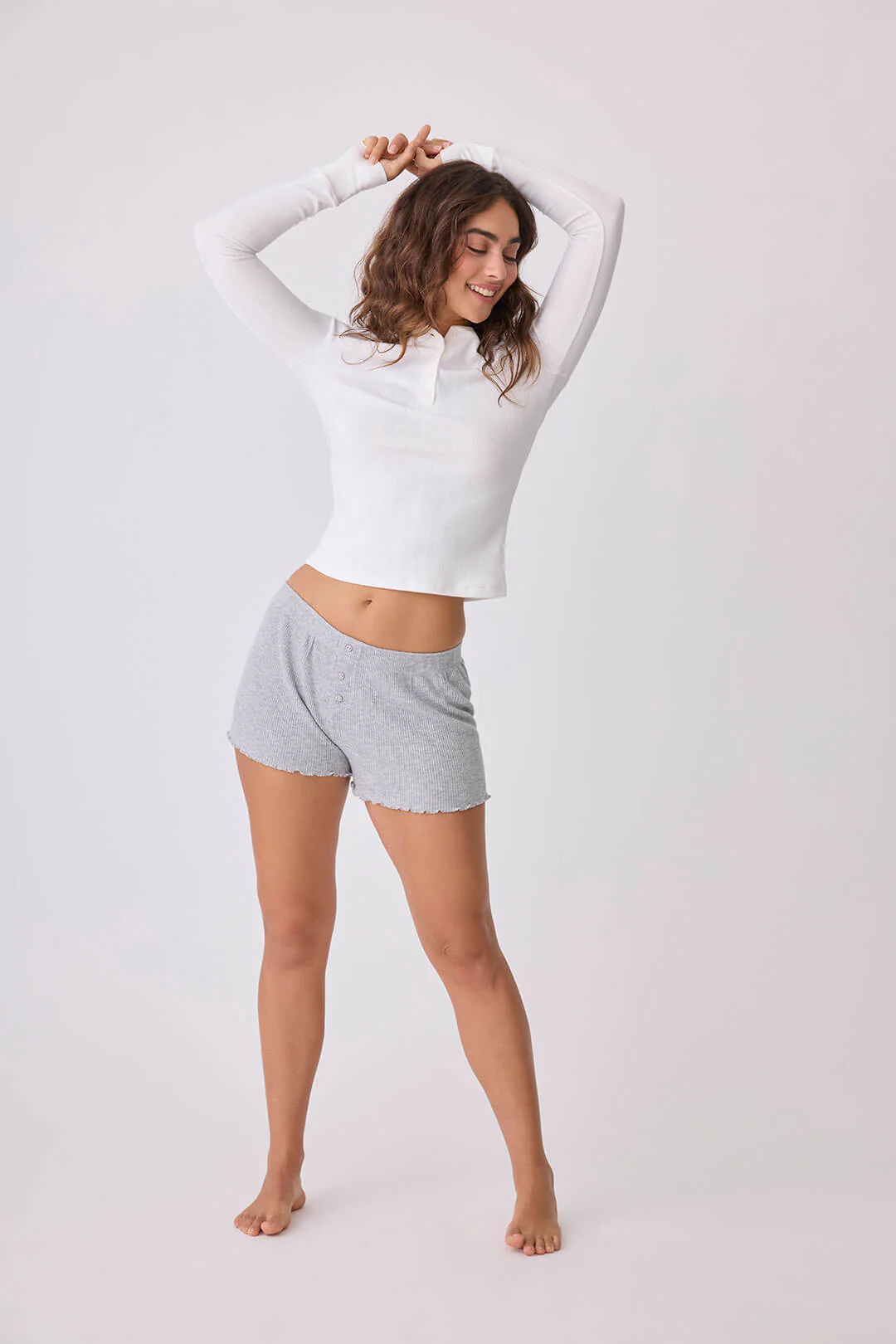 Back To Basics Pointelle Long Sleeve Top - Image 5