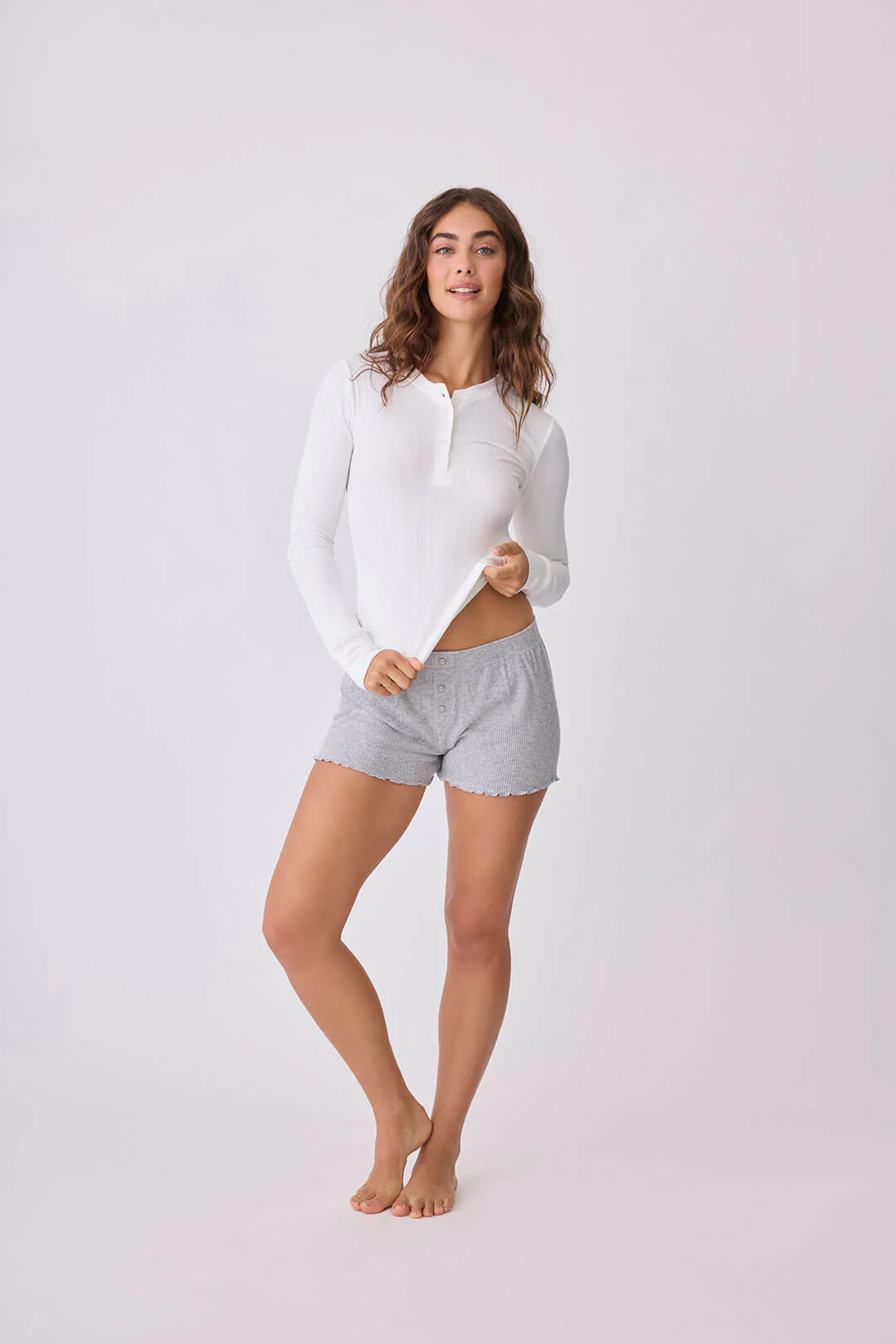 Back To Basics Pointelle Long Sleeve Top - Image 6