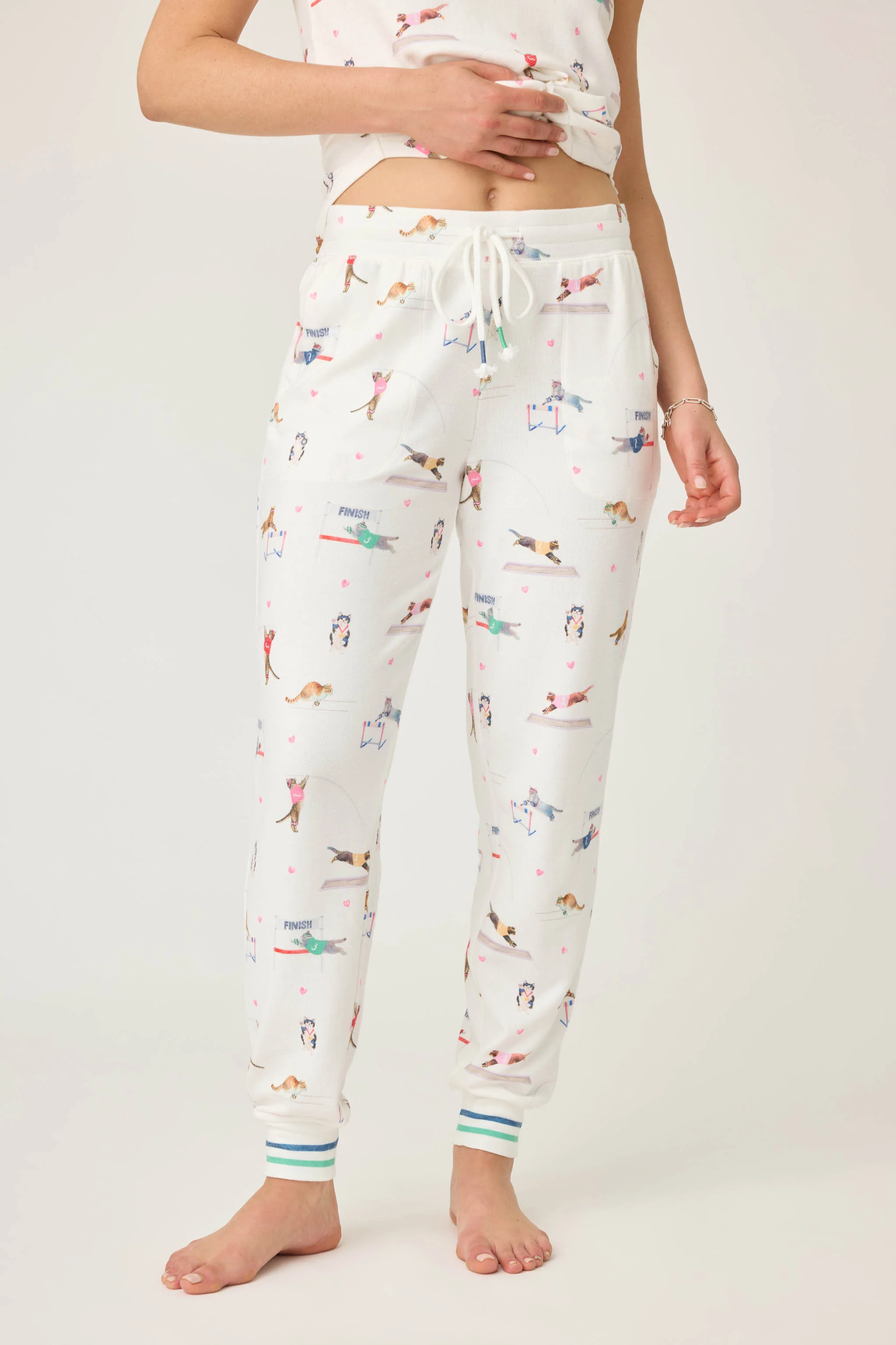 Catletics Cat Print Banded Pants