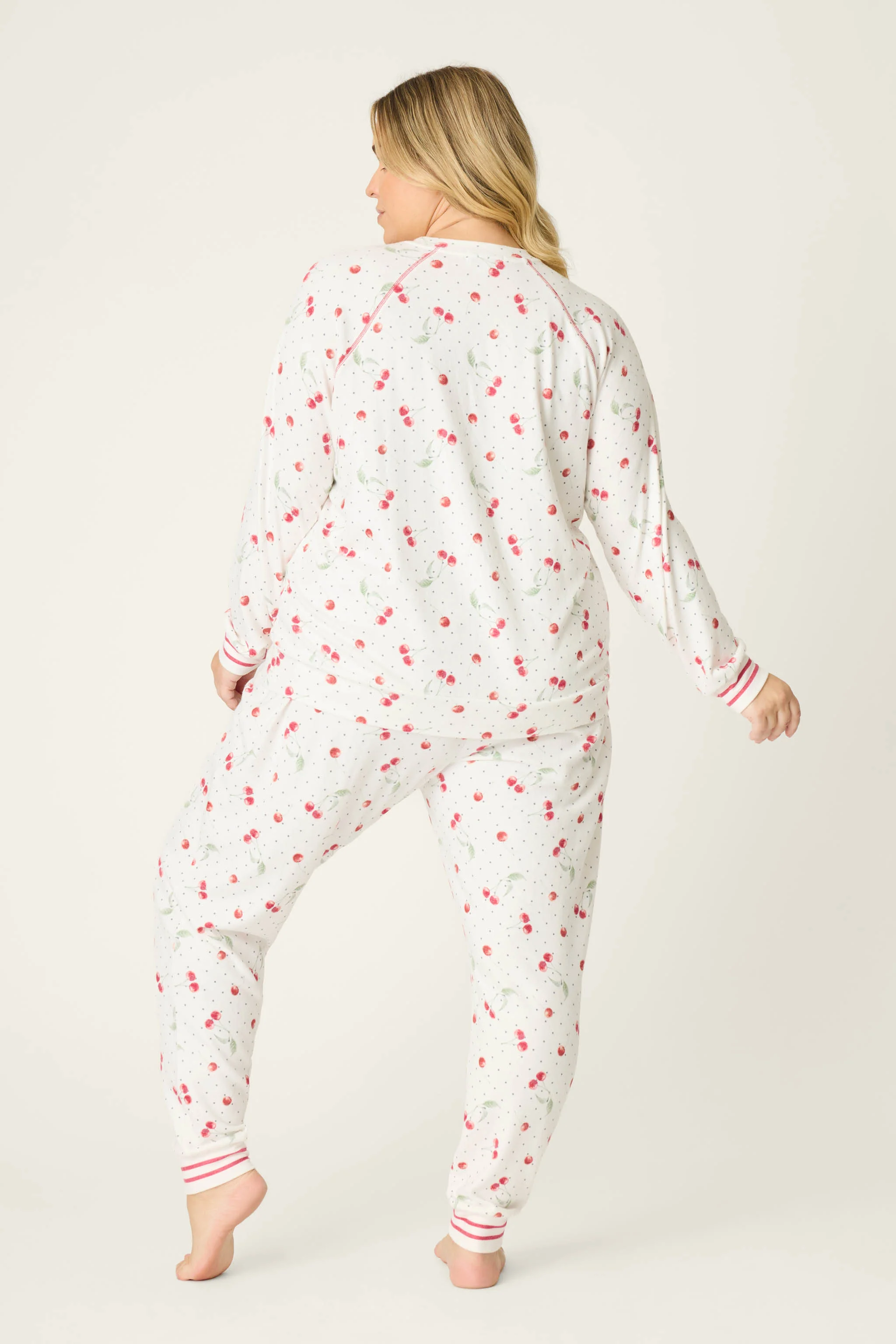 Cherry Print Peachy Plus Size PJ Set - Image 4