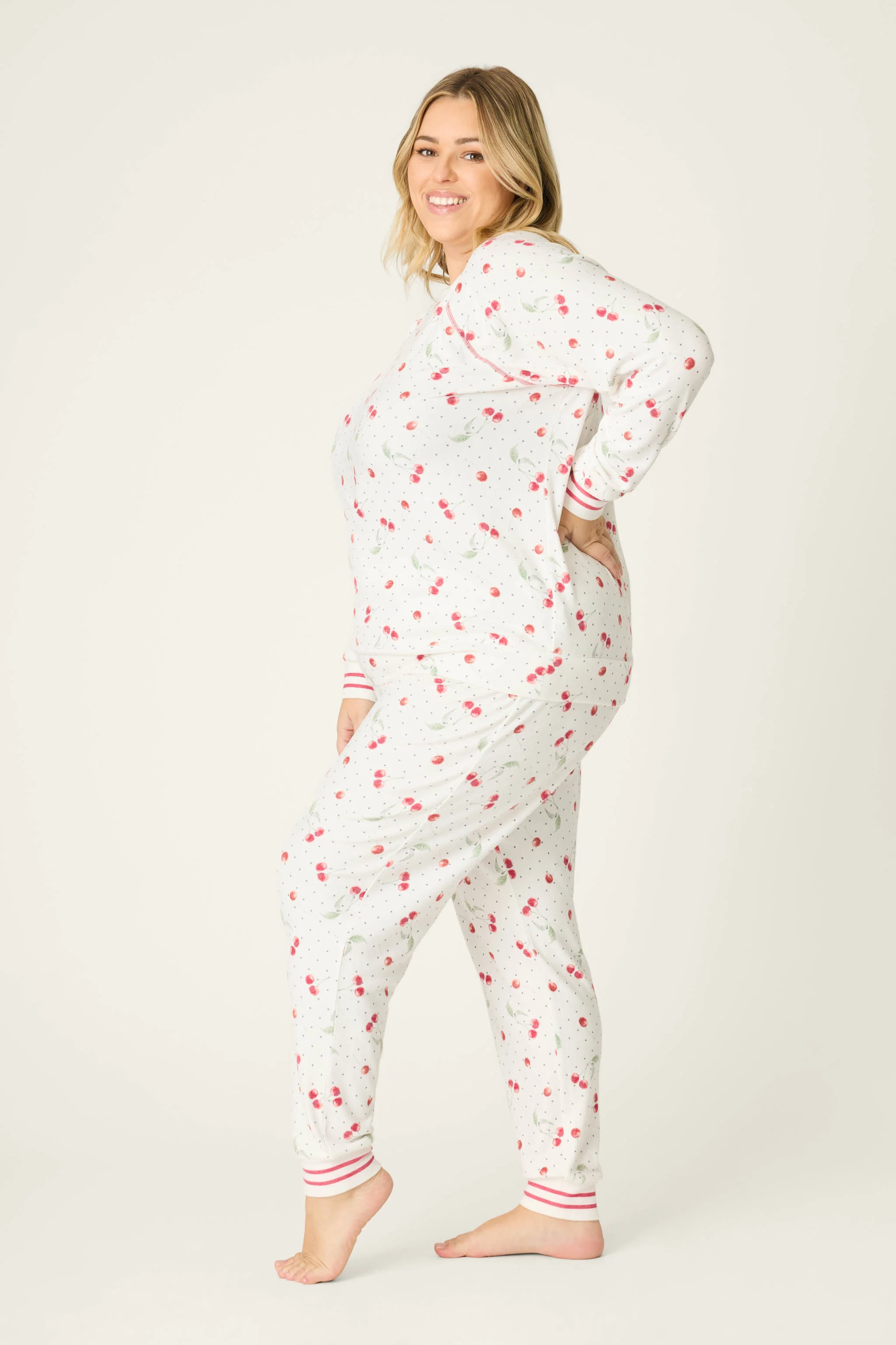 Cherry Print Peachy Plus Size PJ Set - Image 5