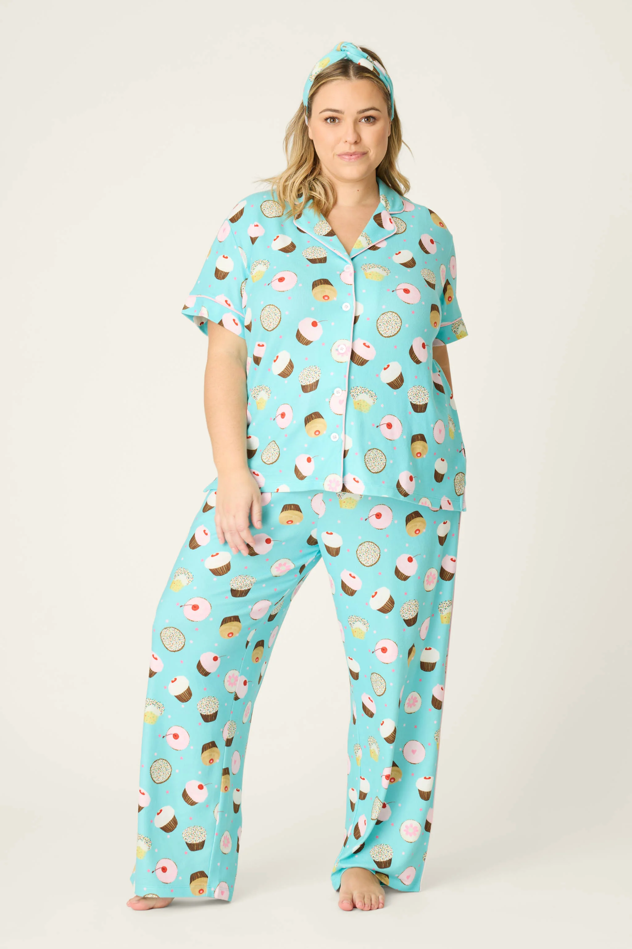 Sweet Life Cupcake Print 3-Piece Plus Size PJ Set