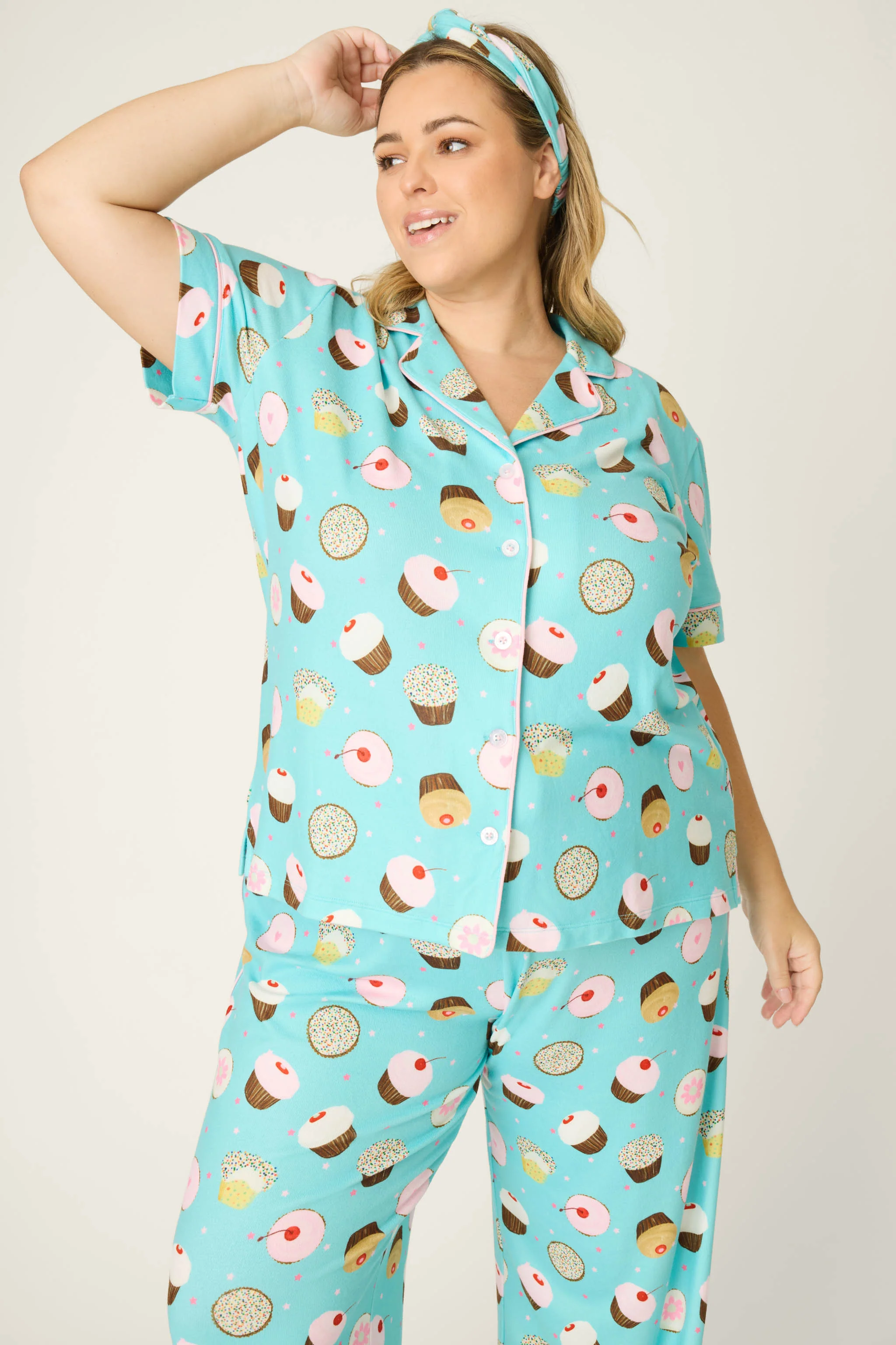 Sweet Life Cupcake Print 3-Piece Plus Size PJ Set - Image 3