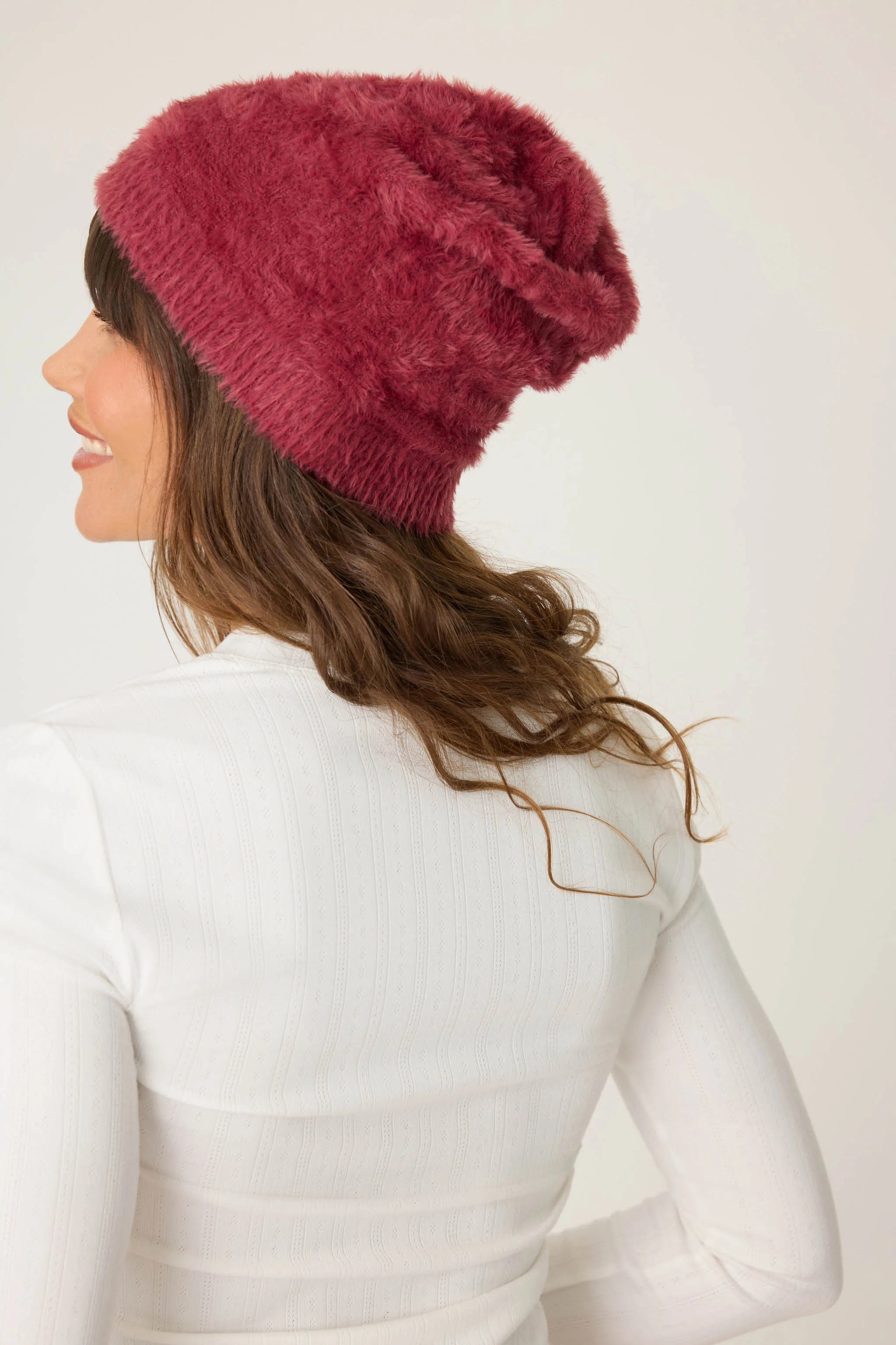 Full Of Holiday Spirit Feather Knit Beanie - Image 5