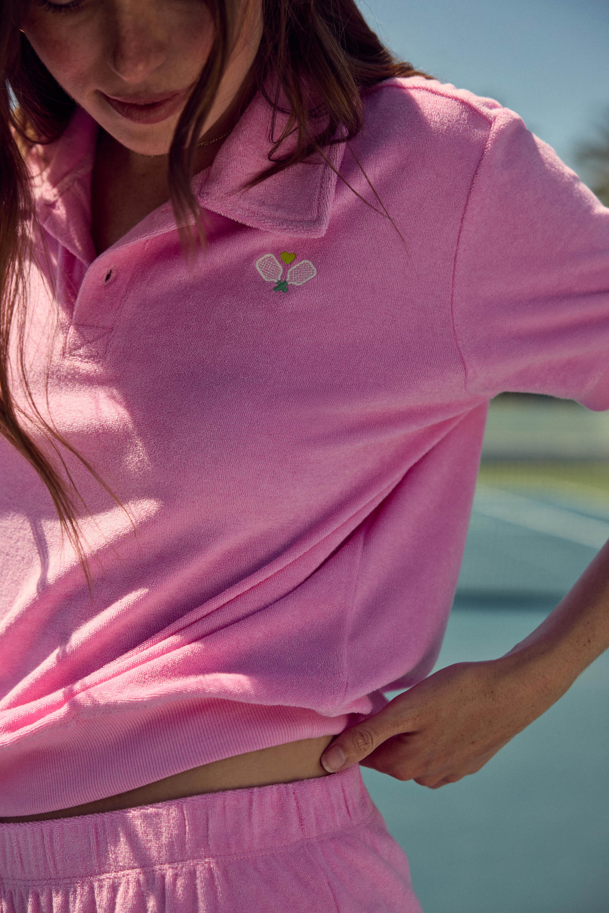 Happiest On The Court Pickleball Vintage Terry Polo Top - Image 2