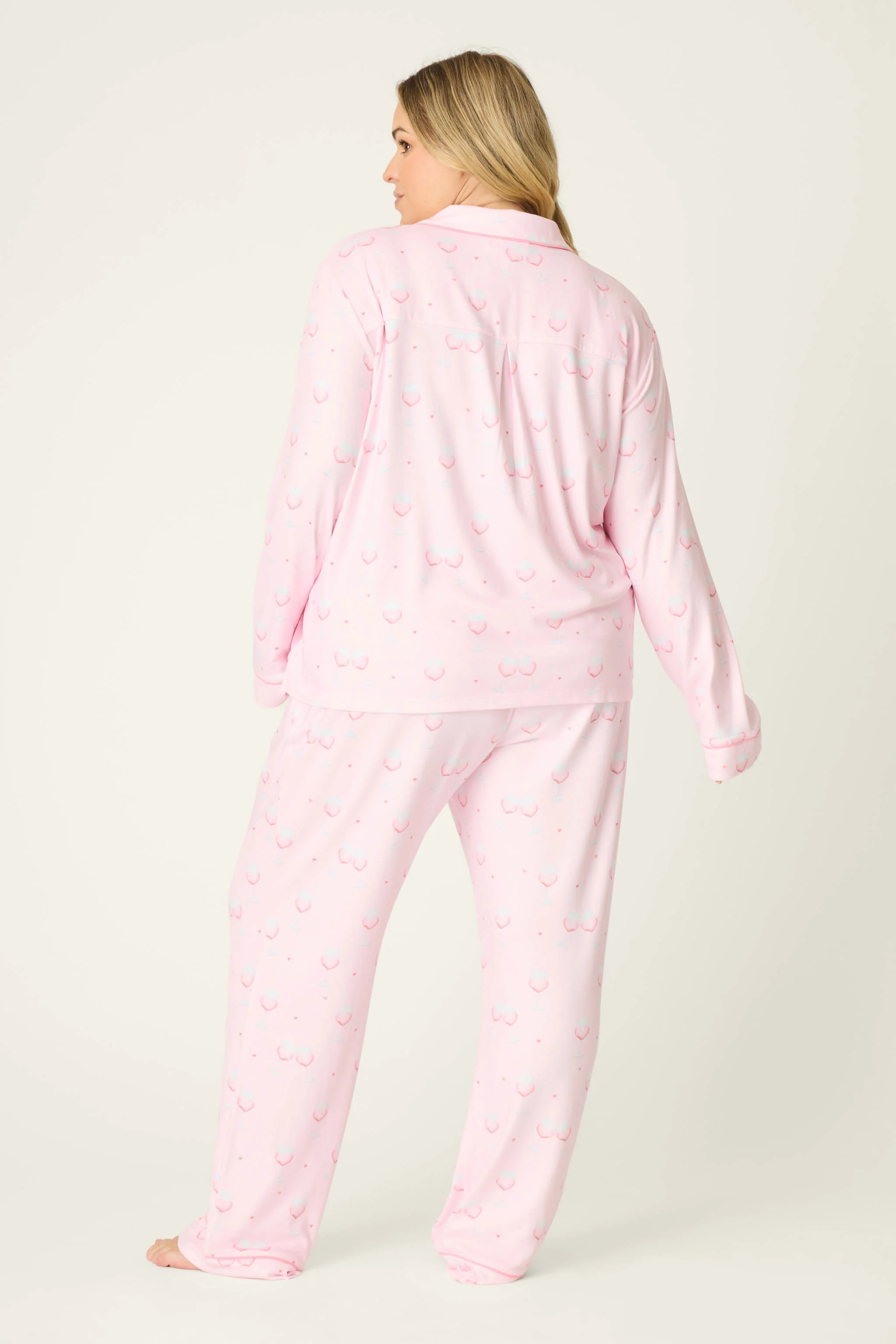 Happy Hour Wine Glass Print 3-Piece Plus Size PJ Set - Image 5