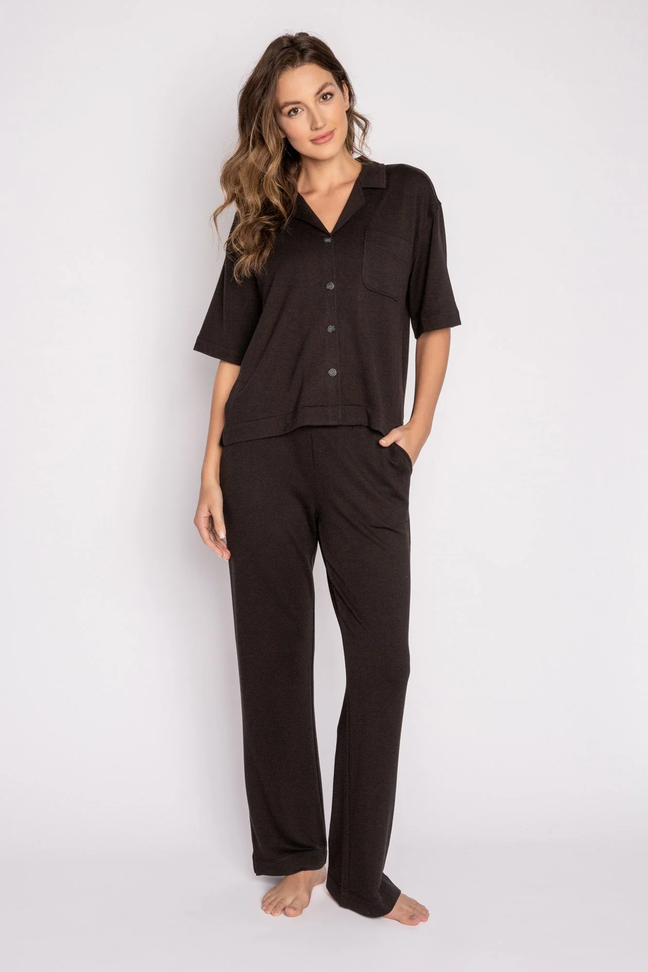 Jammie Essentials Long Black PJ Set - Image 3