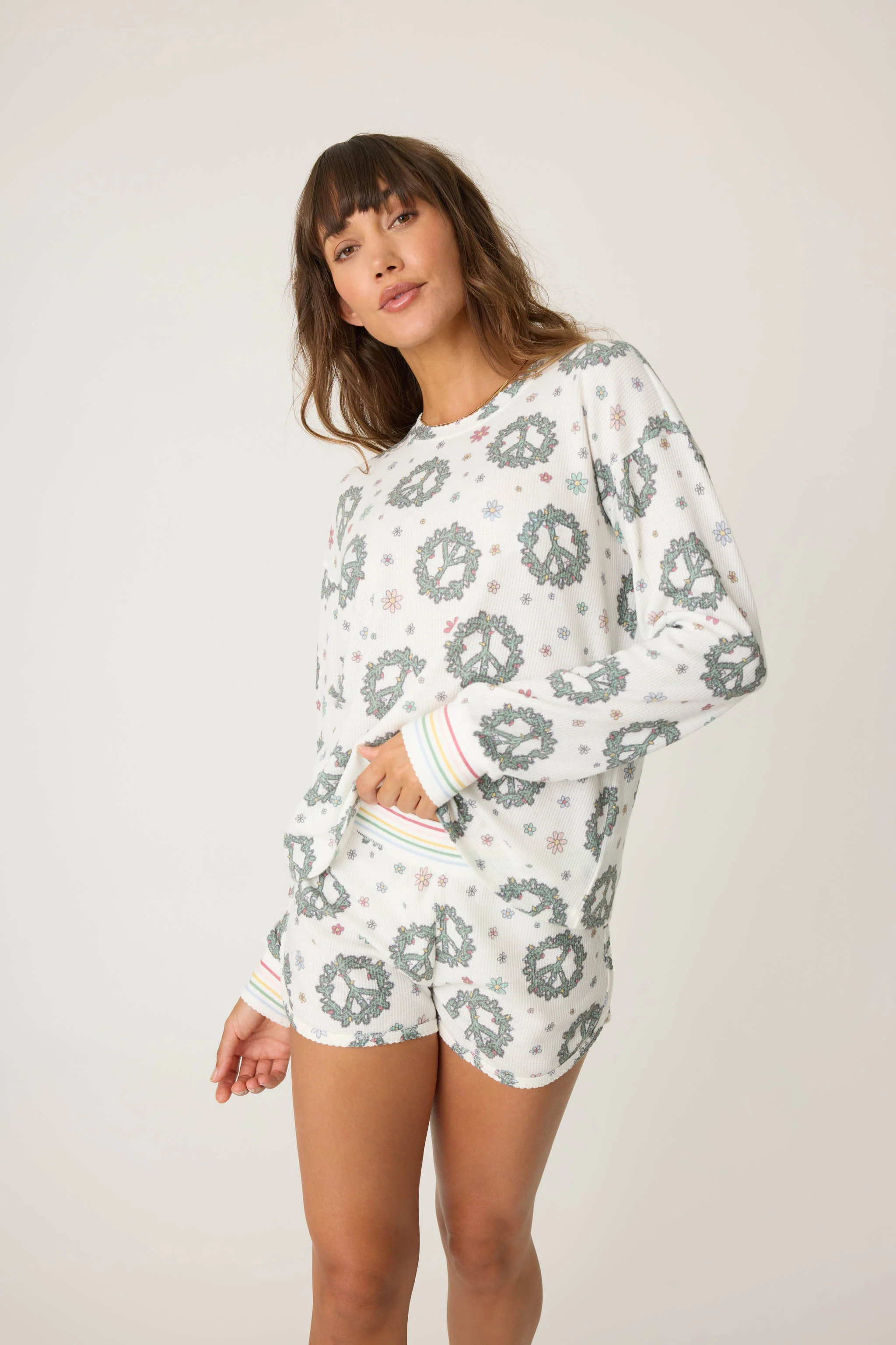 Joy To The World Waffle Thermal Long Sleeve Top - Image 3