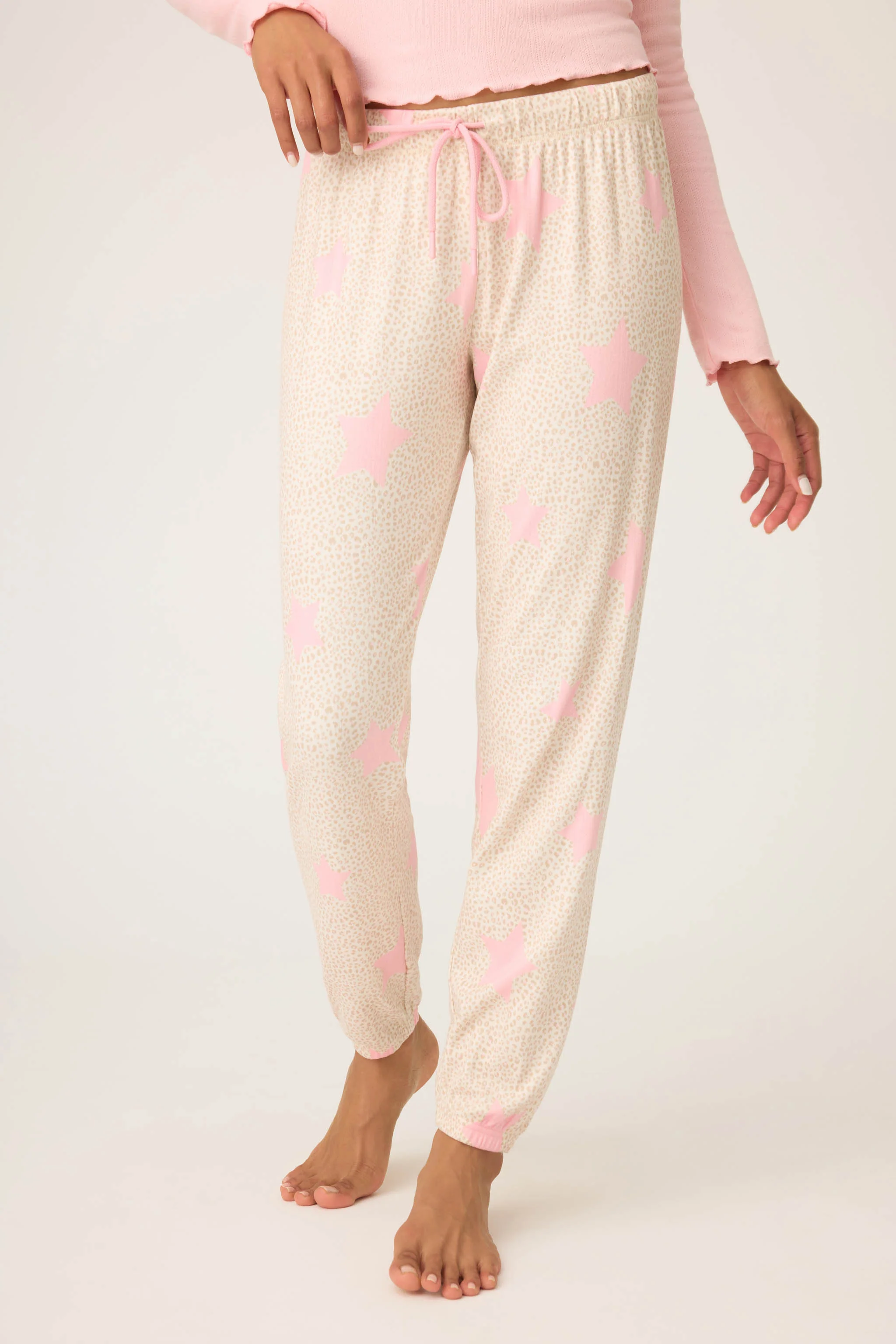 Stay Wild Leopard & Star Print Pointelle Banded Pants - Image 6