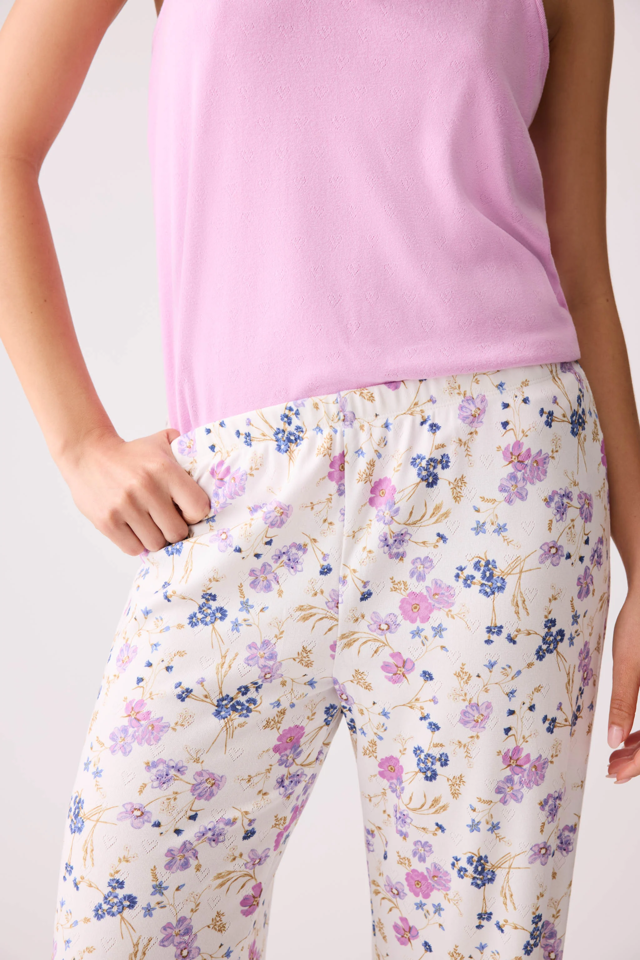 More Amour Floral Pointelle Banded Pants - Image 3