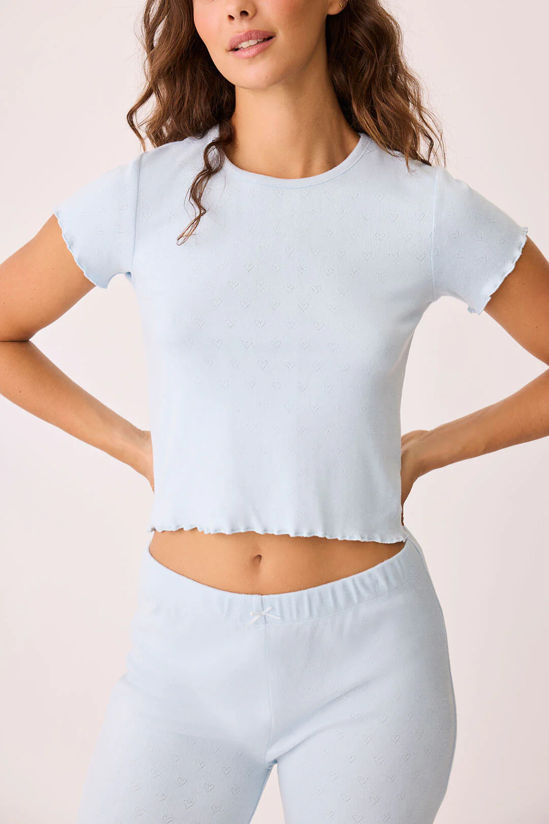 Pointelle Hearts Short Sleeve T-Shirt - Image 2