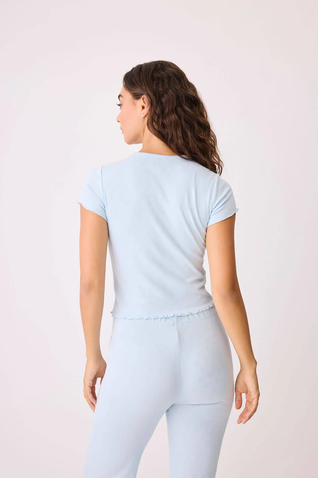 Pointelle Hearts Short Sleeve T-Shirt - Image 5