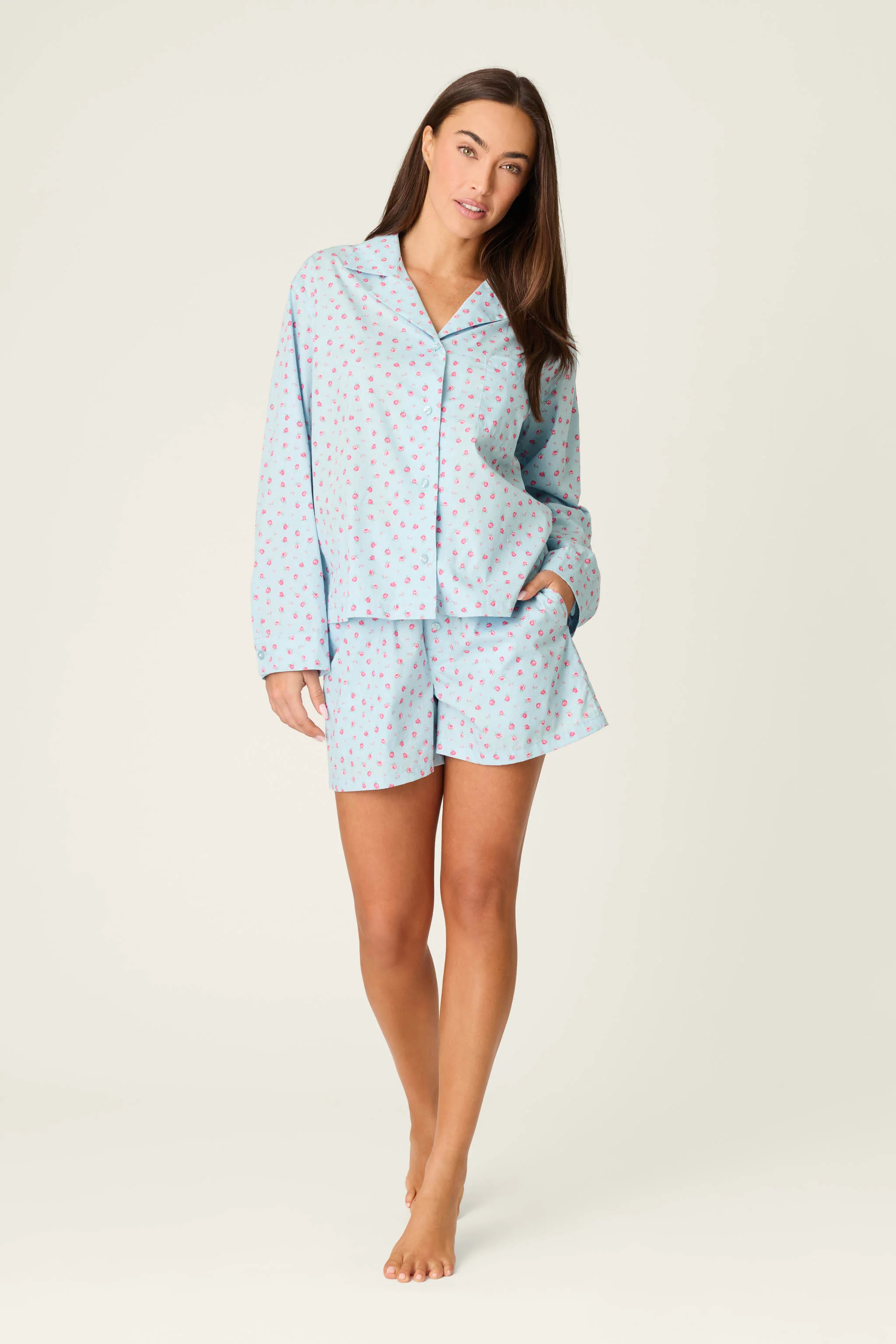Afterparty Poplin Rosy Nights Short PJ Set - Image 2