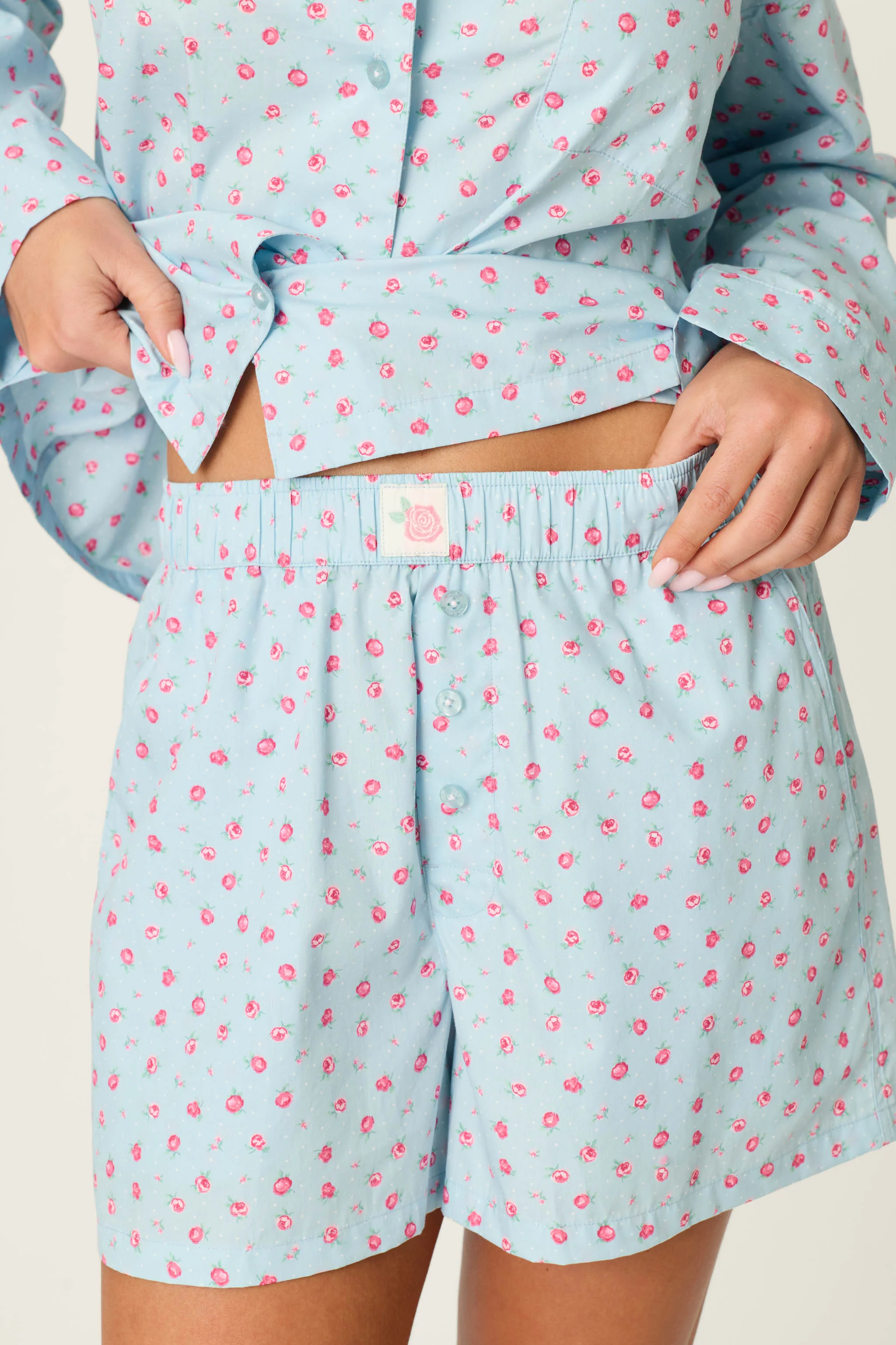 Afterparty Poplin Rosy Nights Short PJ Set - Image 5