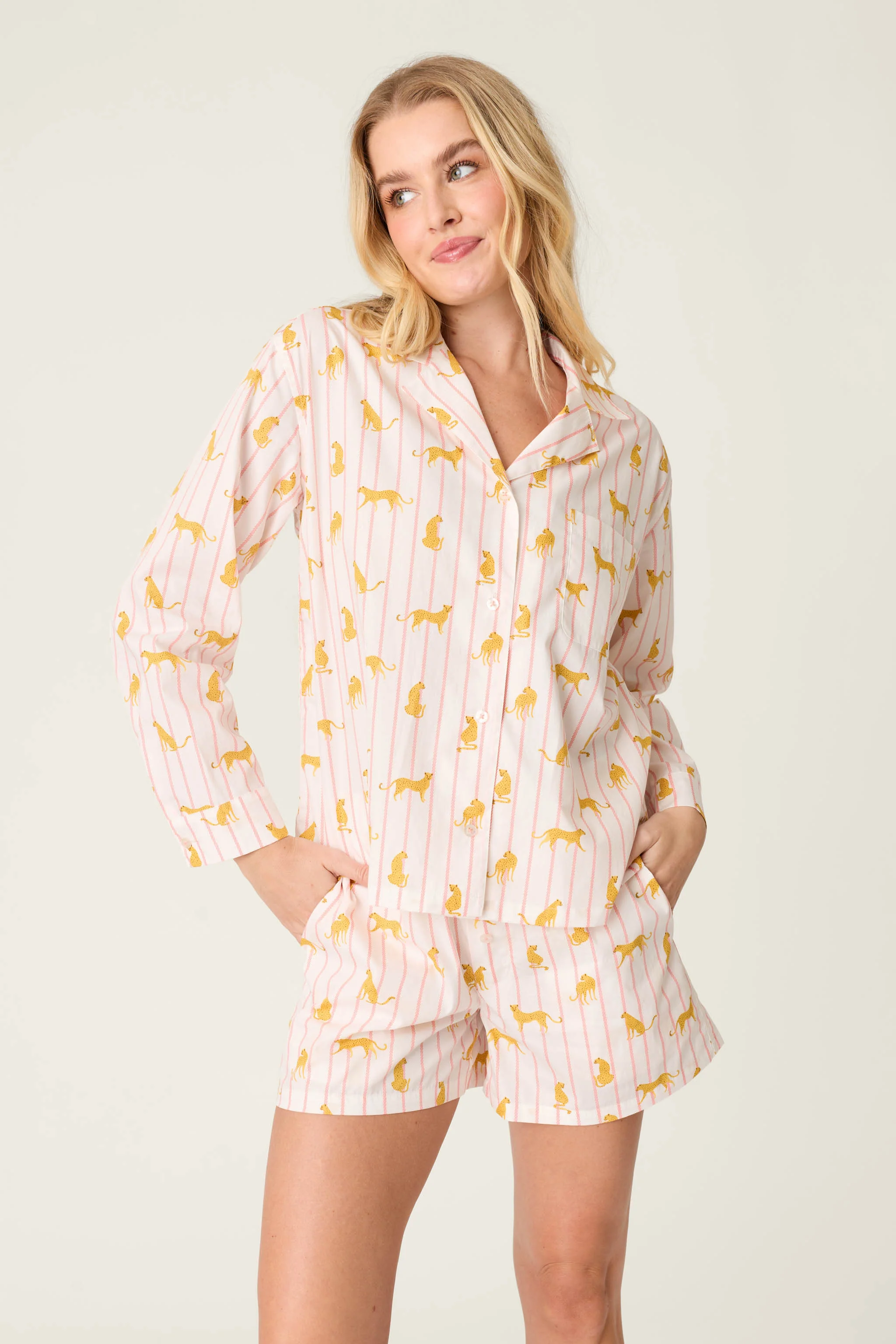 Afterparty Poplin Cheetah Charm Short PJ Set - Image 2