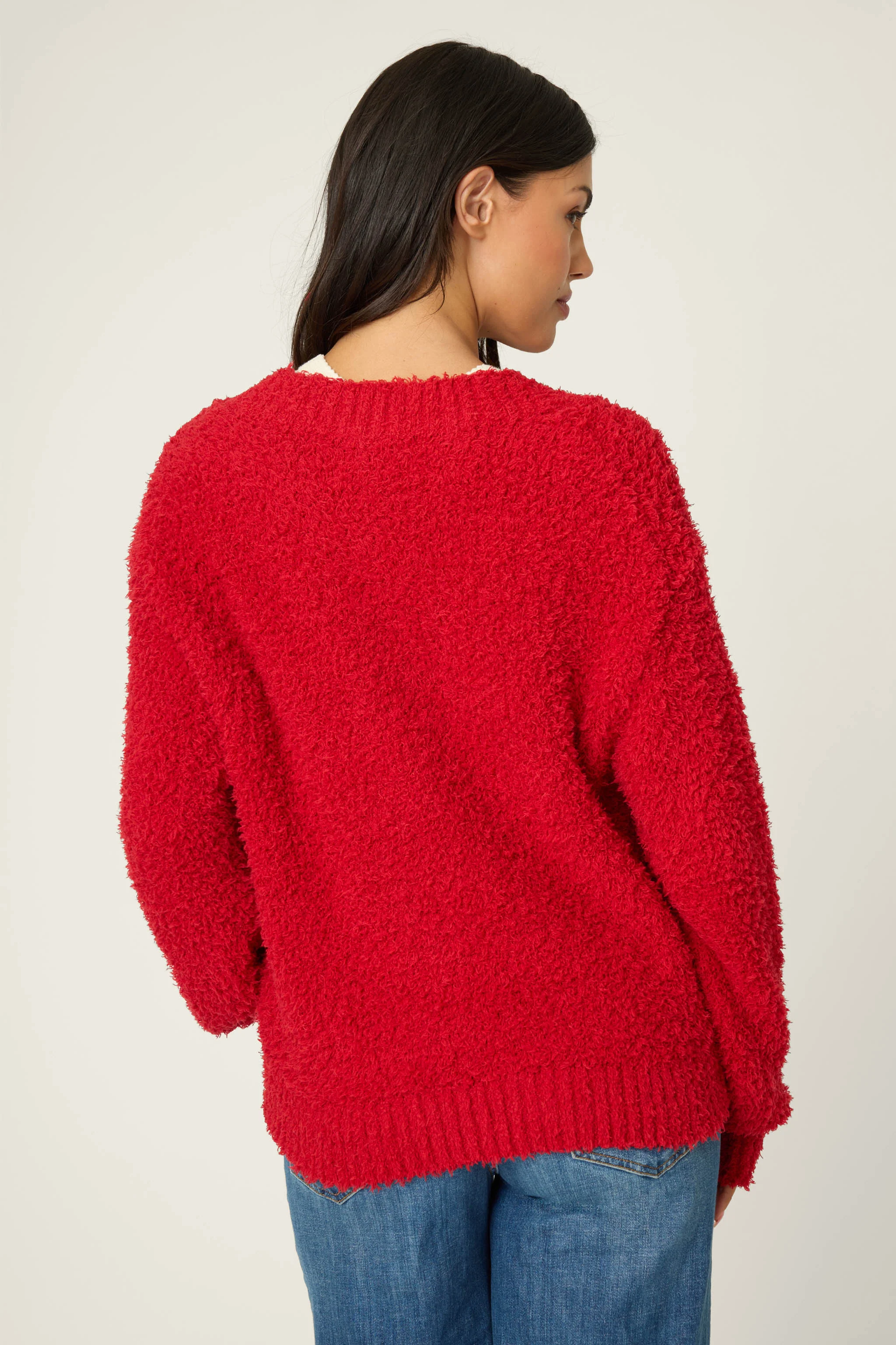 Bundle Up Boucle Red Cardigan - Image 2