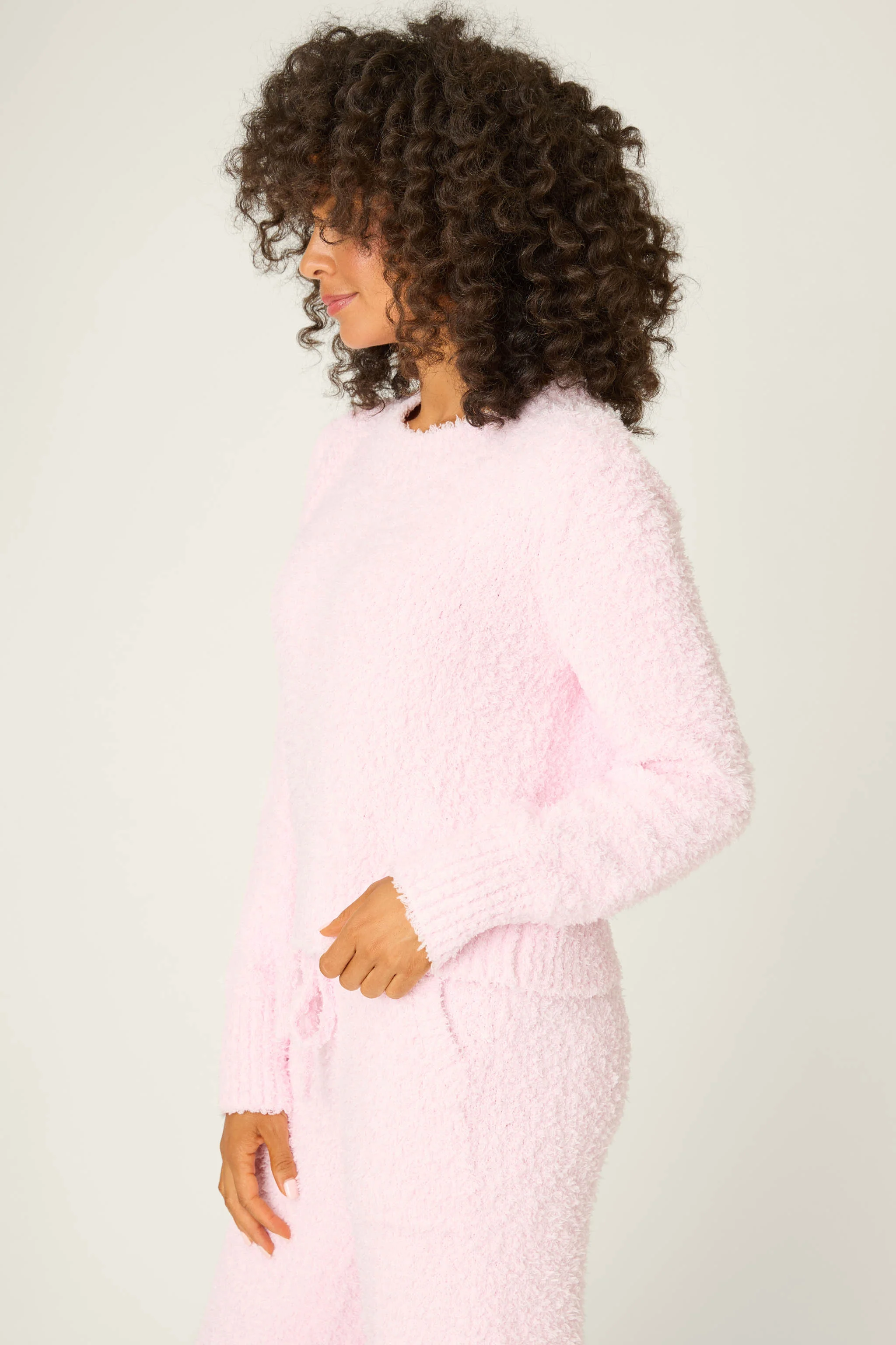 Bundle Up Boucle Pink Long Sleeve Top - Image 3