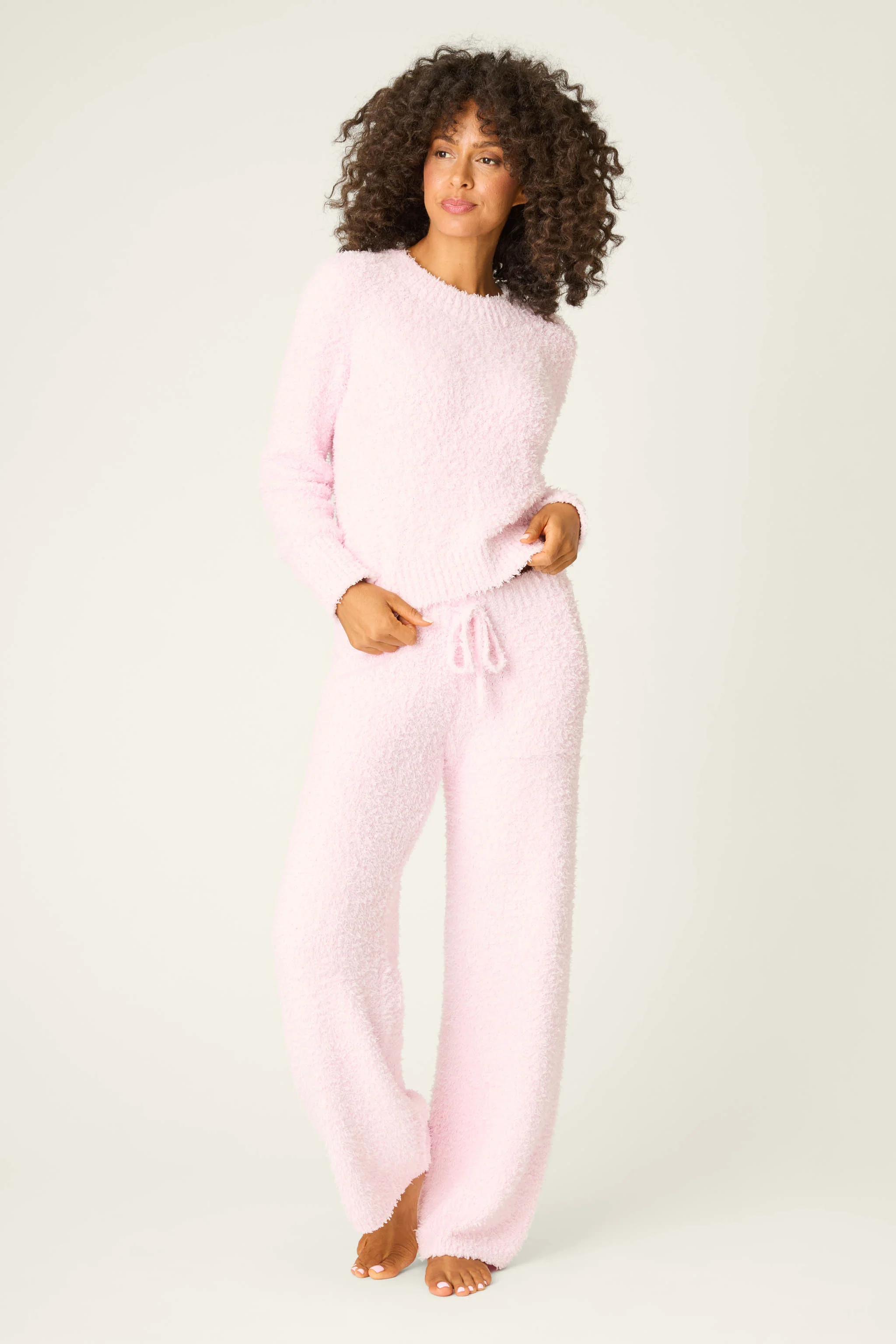 Bundle Up Boucle Pink Open Leg Pants - Image 3