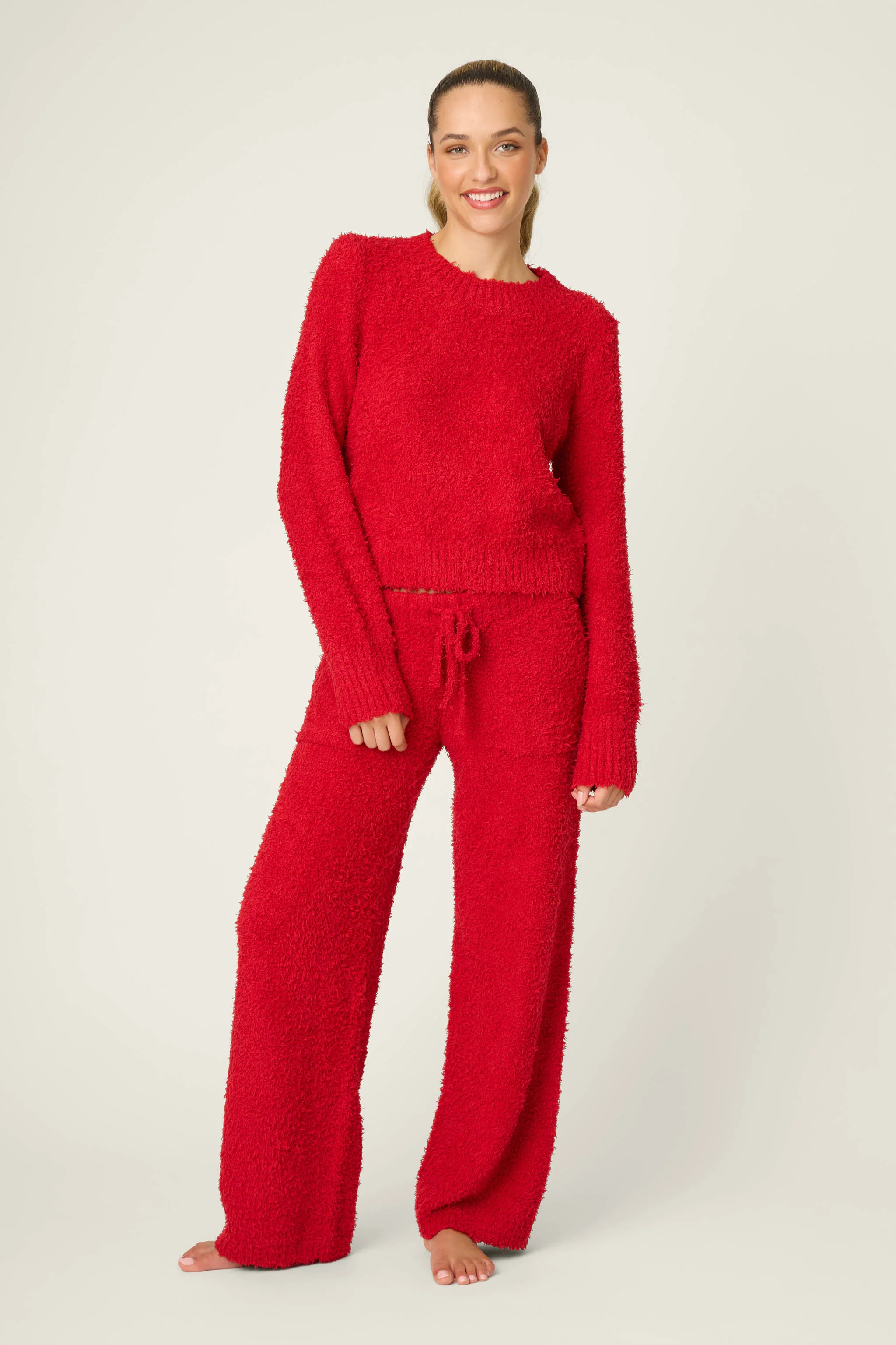 Bundle Up Boucle Red Open Leg Pants - Image 3