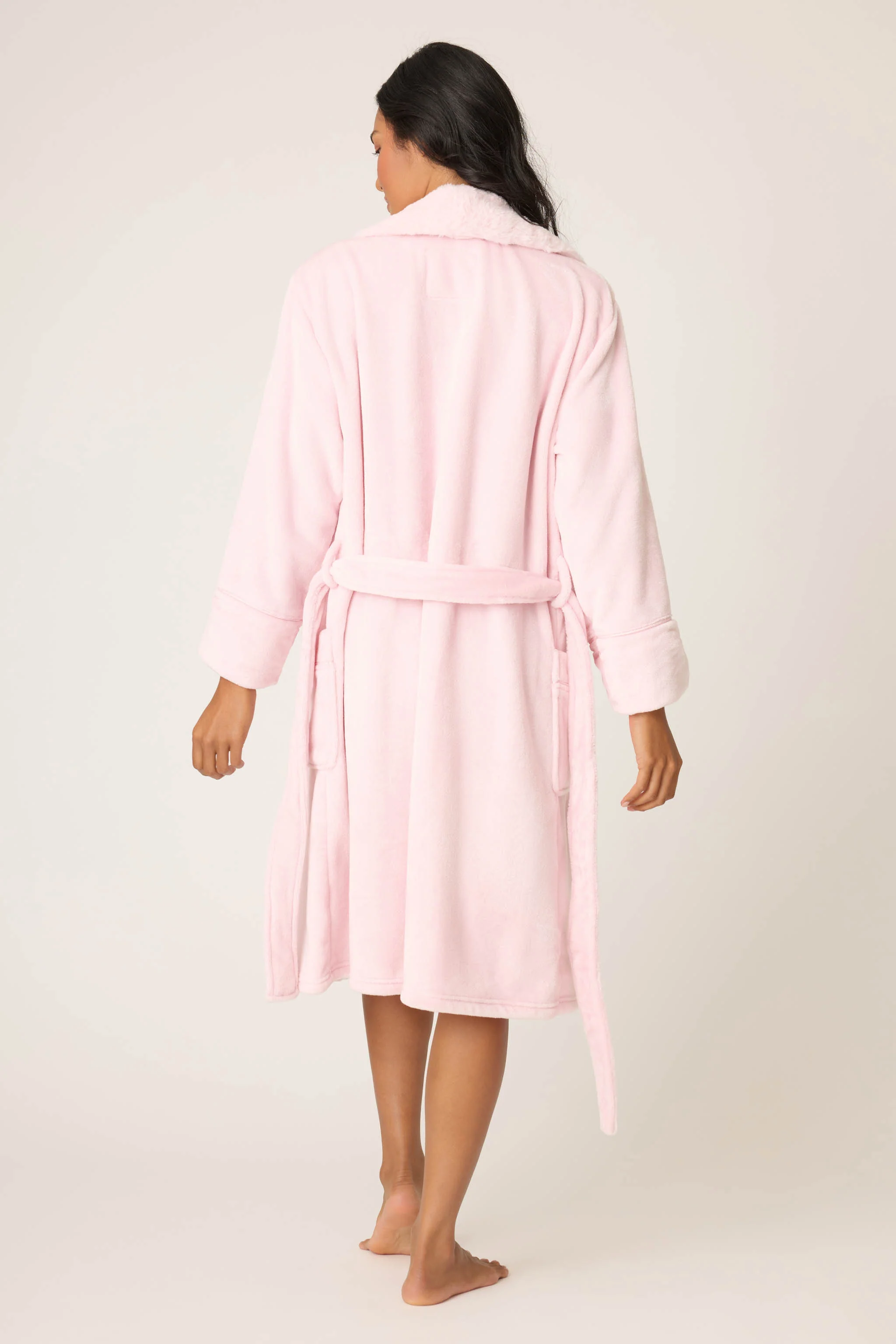 Luxe Plush Solid Pink Robe - Image 4