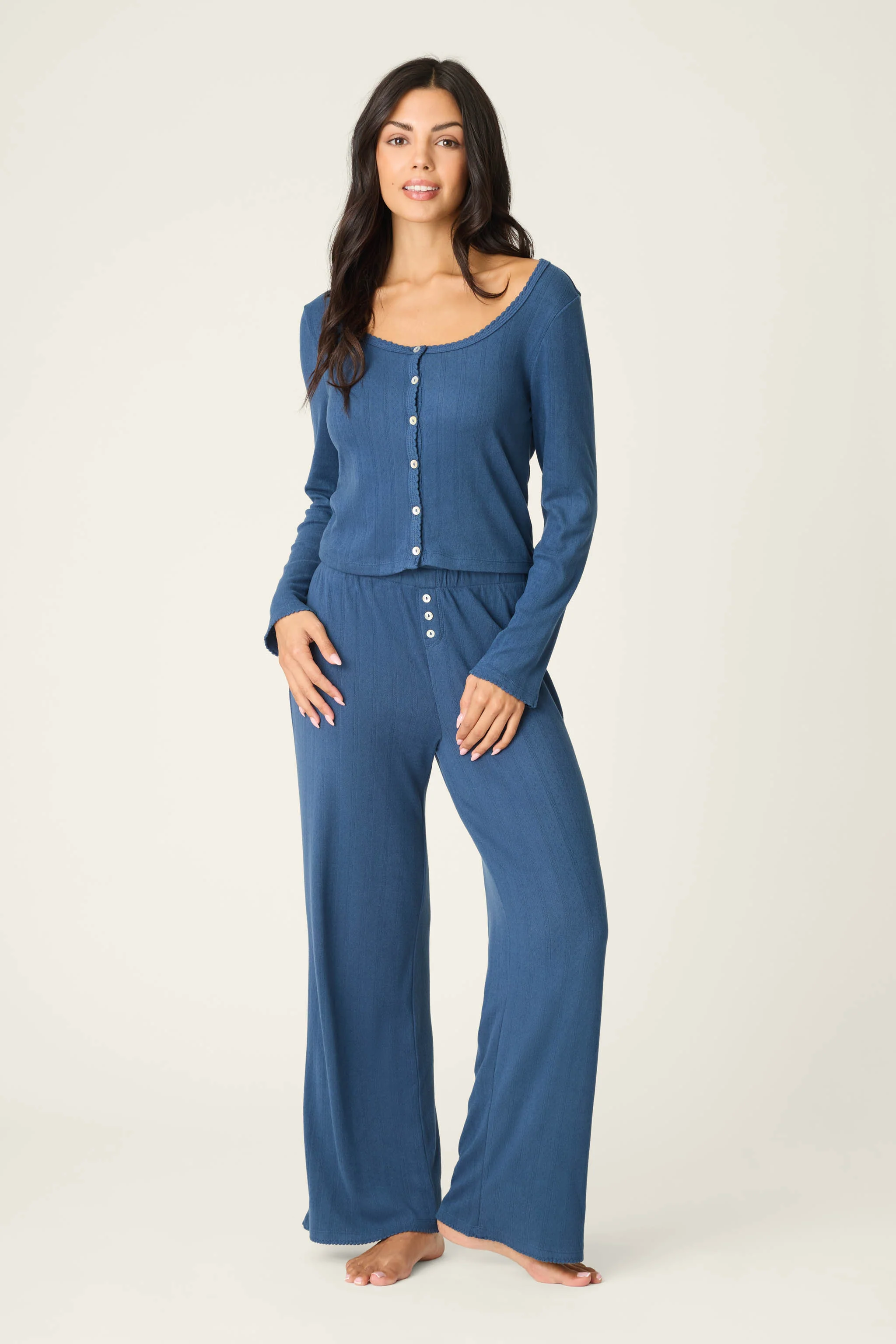Pointelle Essentials Deep Sea Cardigan - Image 3