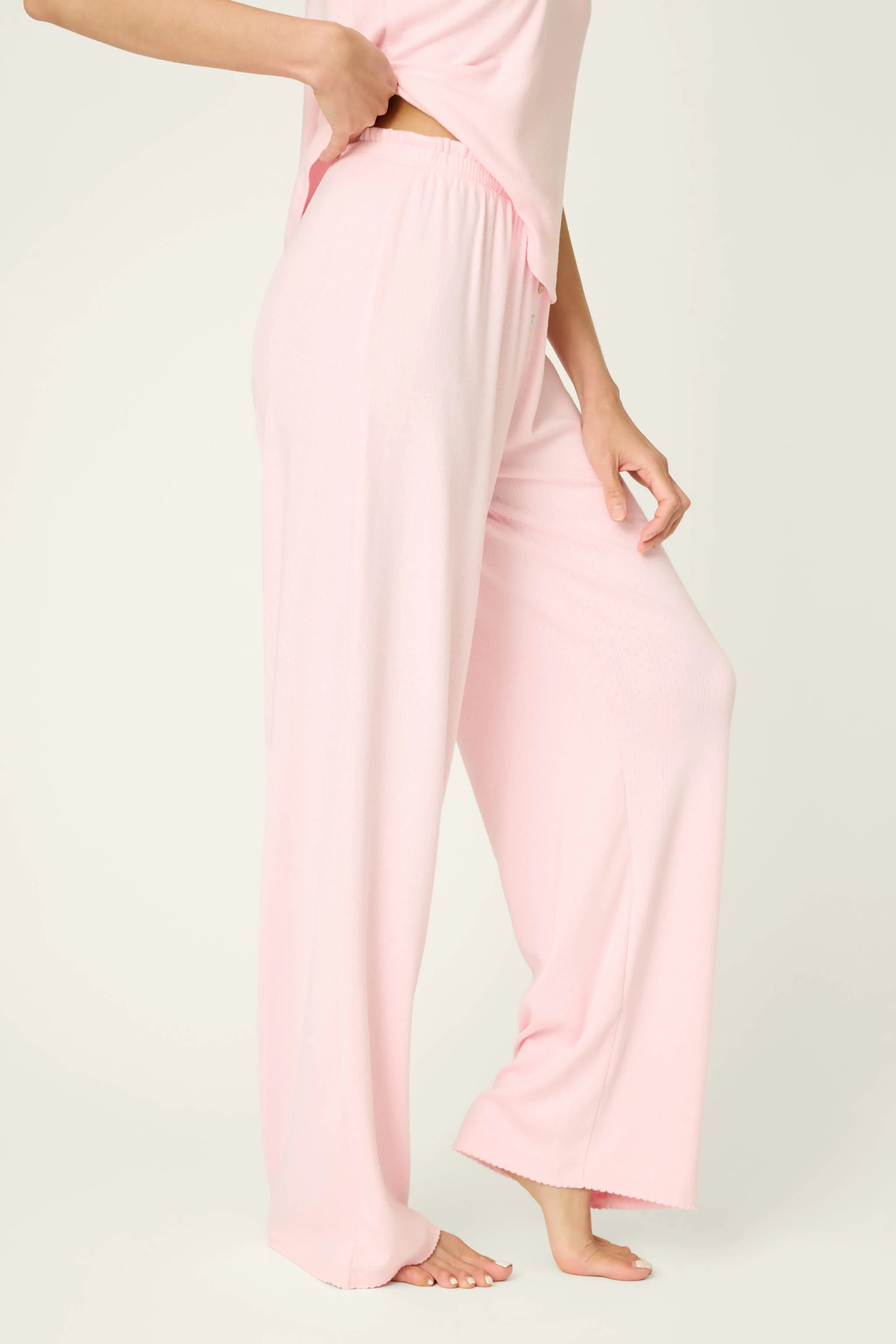 Pointelle Essentials Ballet Pink Open Leg Pants - Image 4