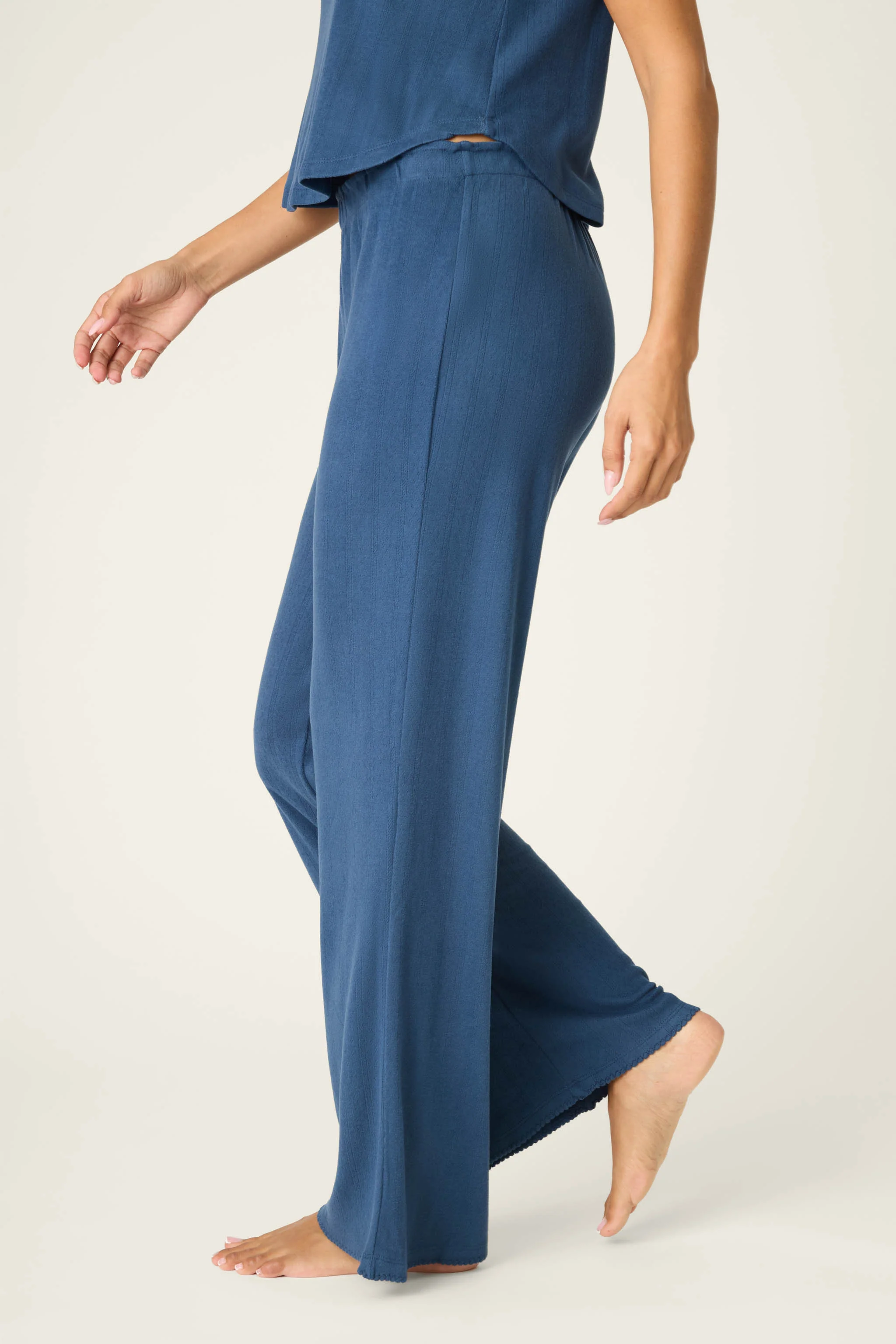 Pointelle Essentials Deep Sea Open Leg Pants - Image 4