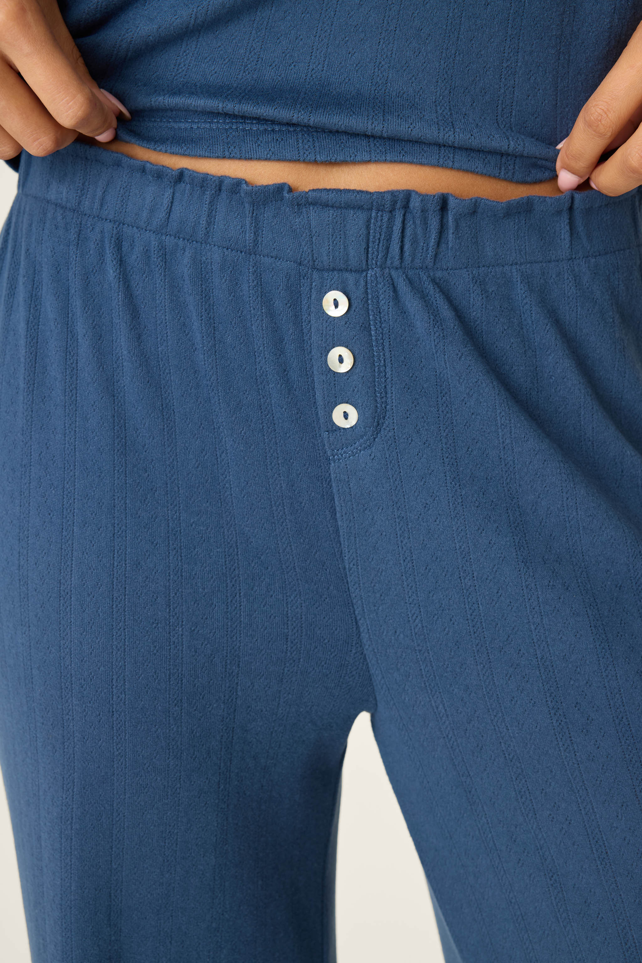 Pointelle Essentials Deep Sea Open Leg Pants - Image 5