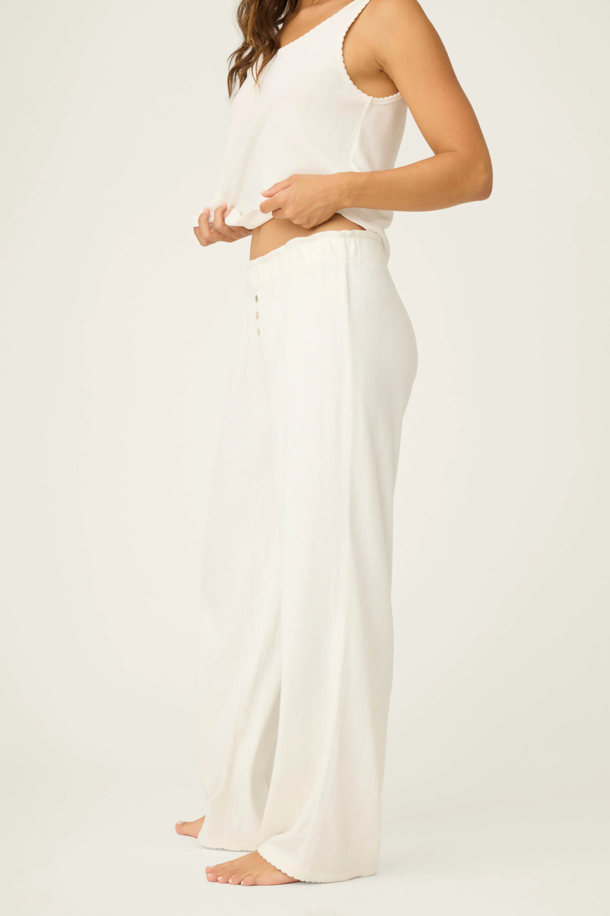 Pointelle Essentials Ivory Open Leg Pants - Image 4