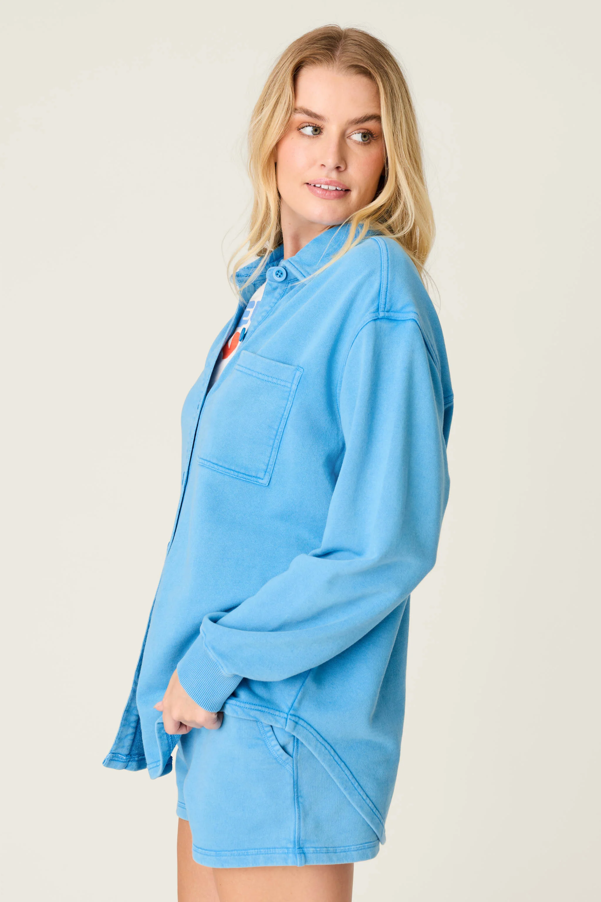 Washed Away Marine Blue Shirt Jacket - Image 4