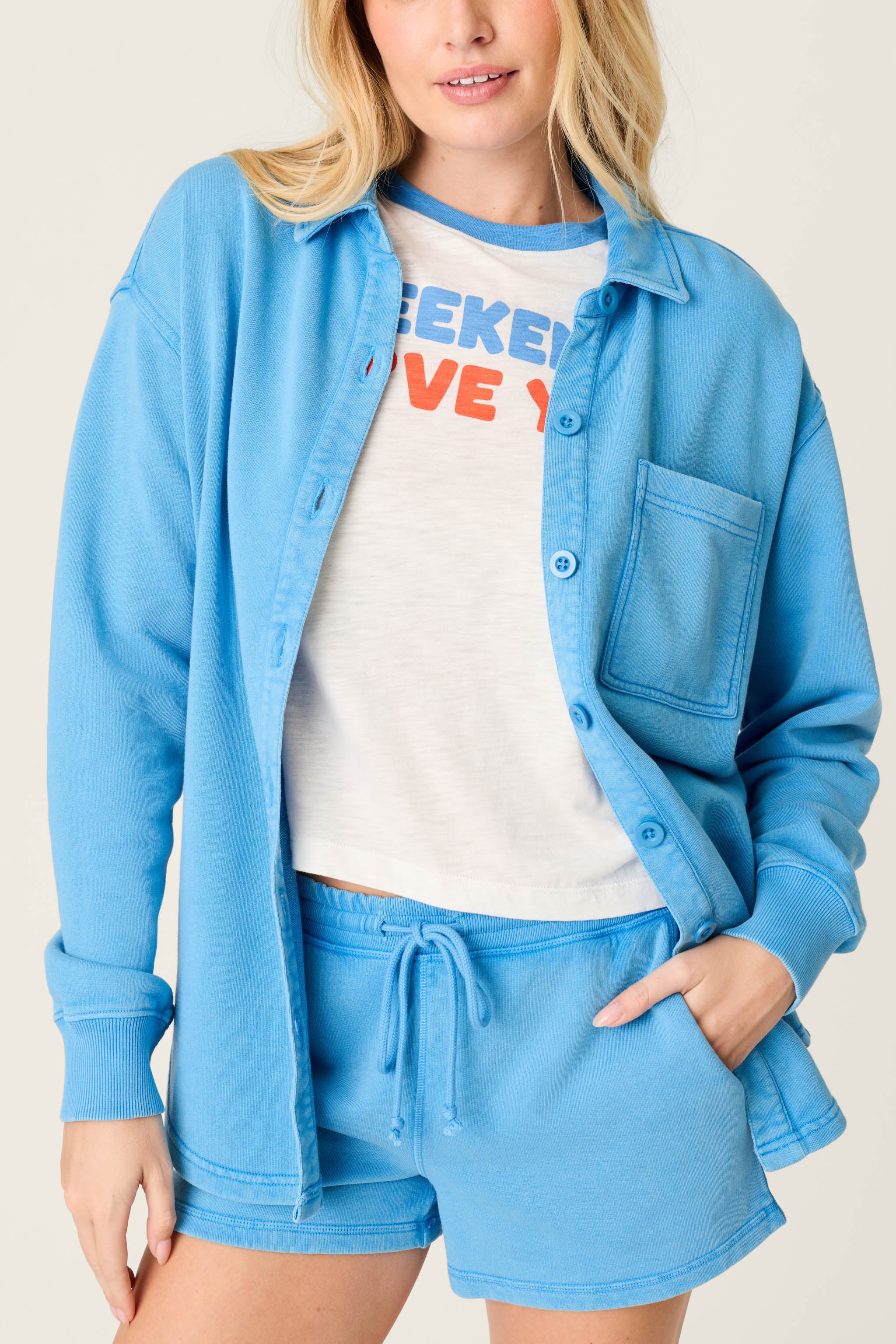 Washed Away Marine Blue Shirt Jacket - Image 5