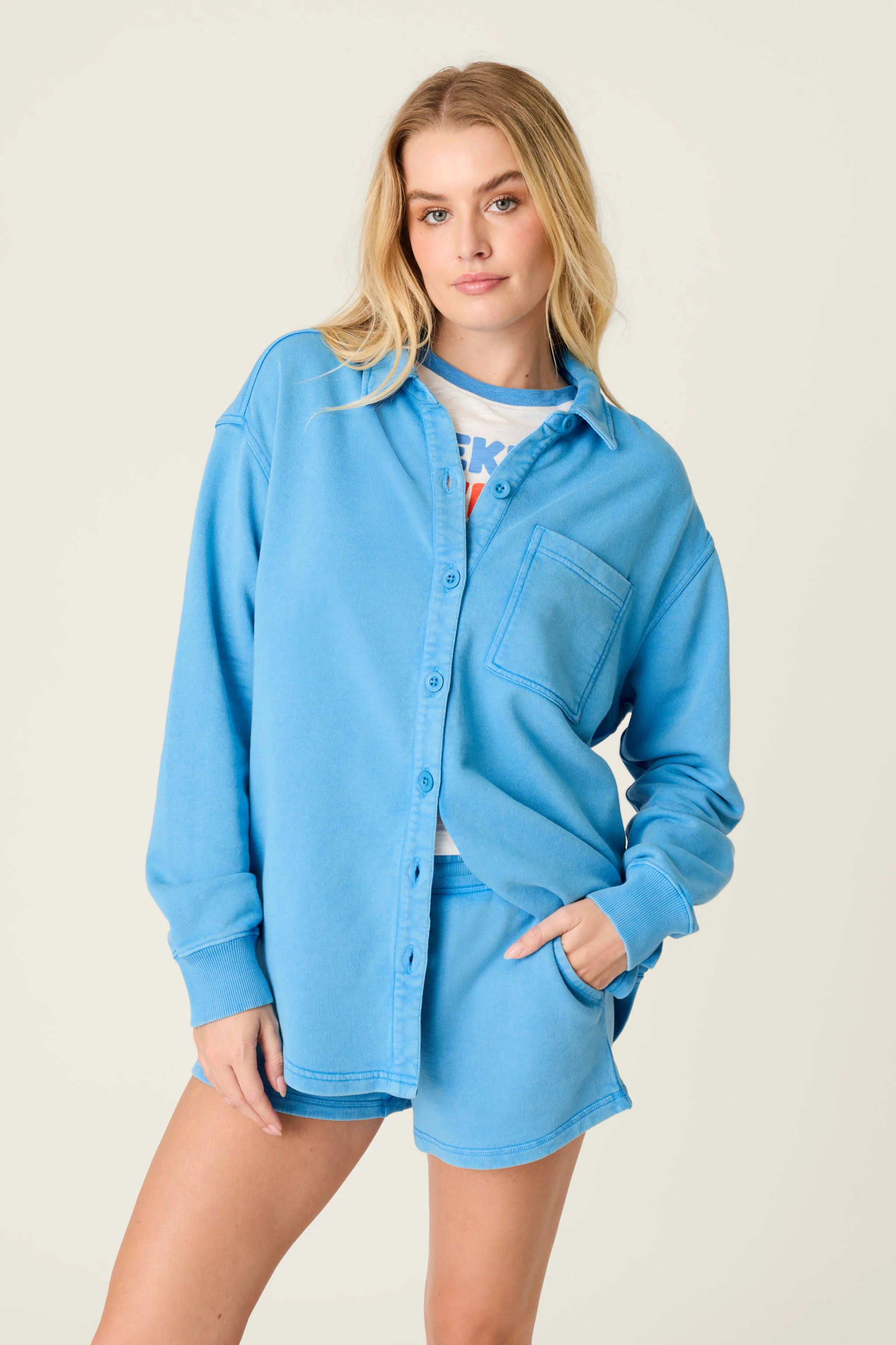 Washed Away Marine Blue Shirt Jacket - Image 6