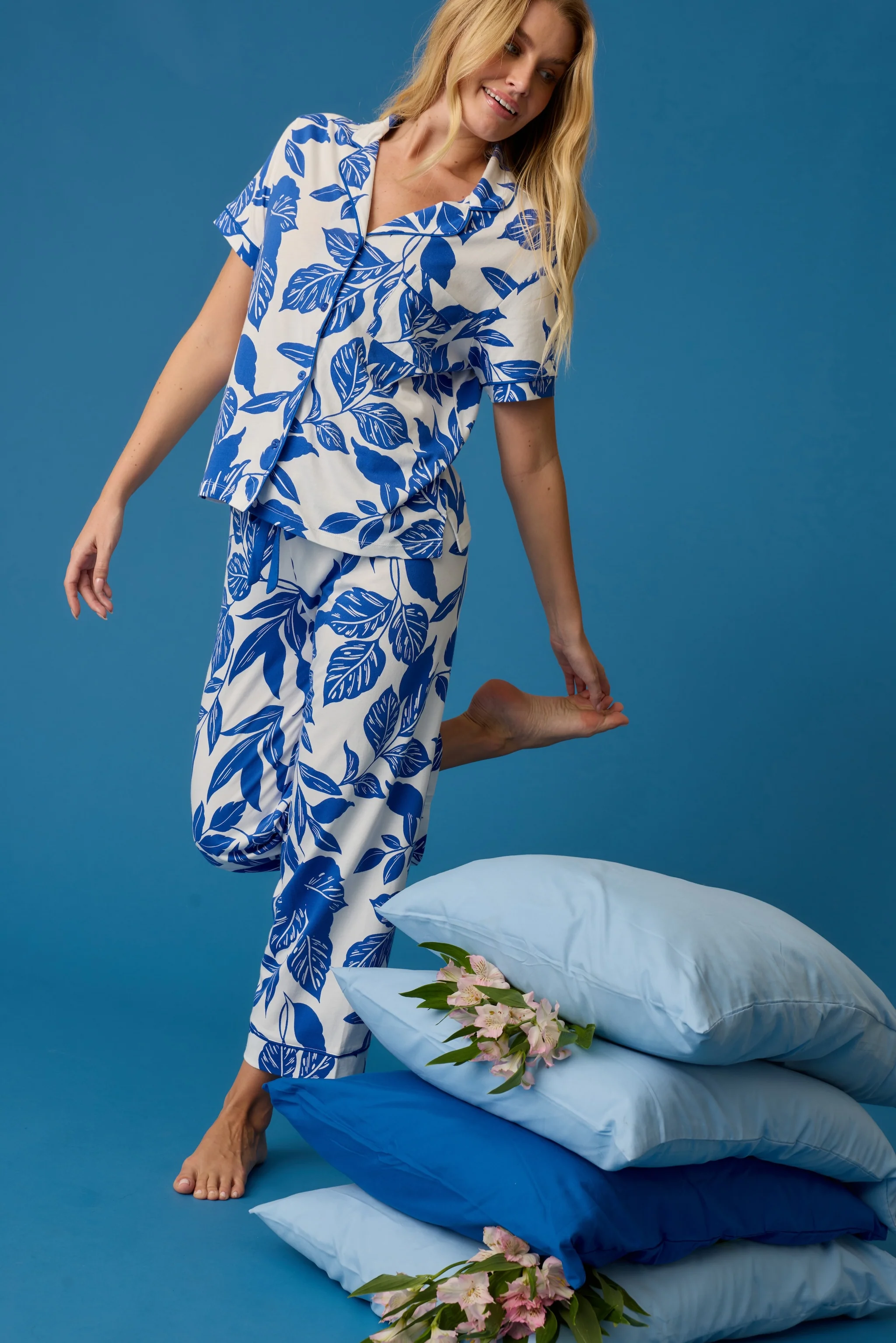 Whimsy Sapphire Garden Cropped PJ Set - Image 5