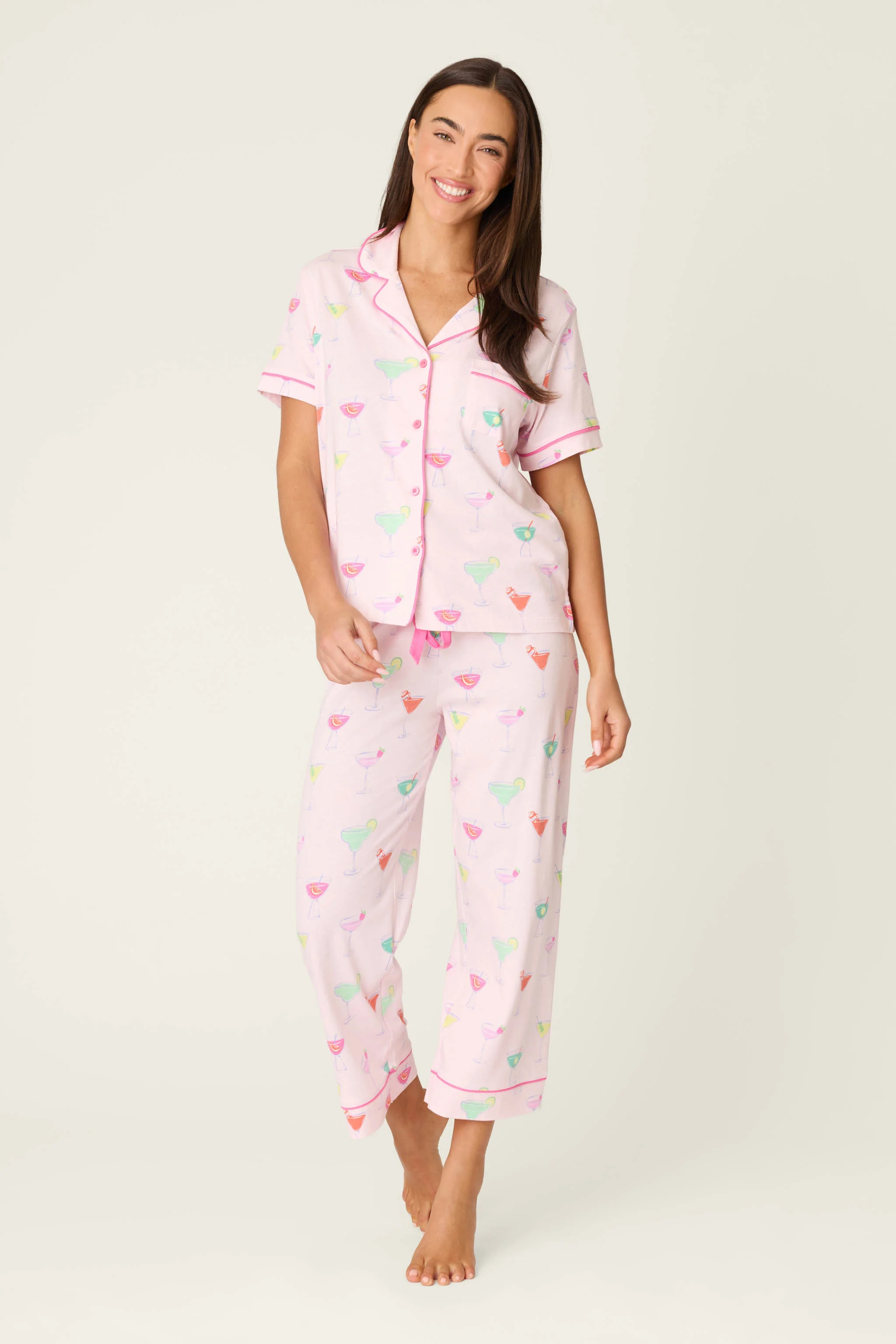 Whimsy Sip Happens Cropped PJ Set