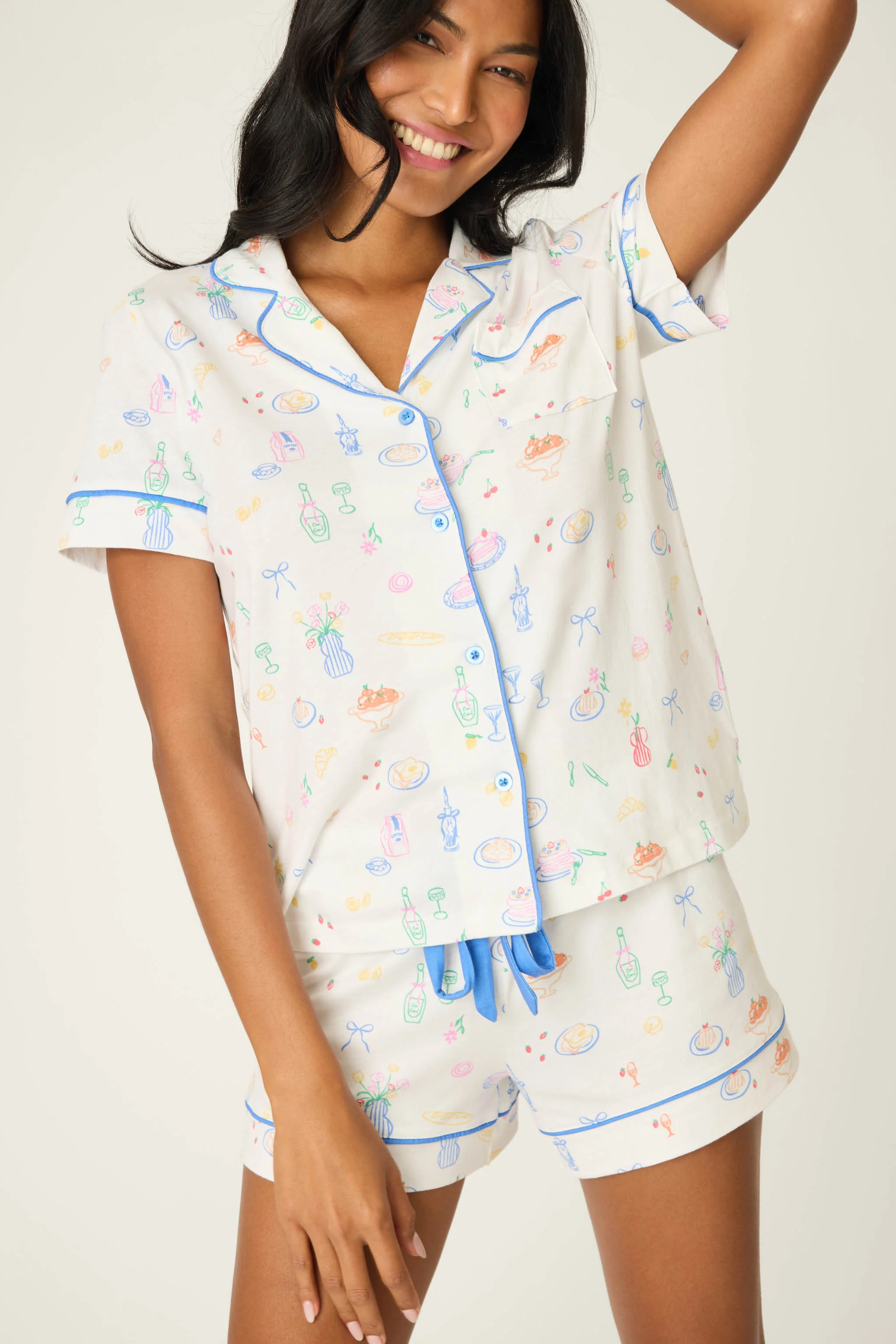 Whimsy Parisian Picnic Short PJ Set - Image 3
