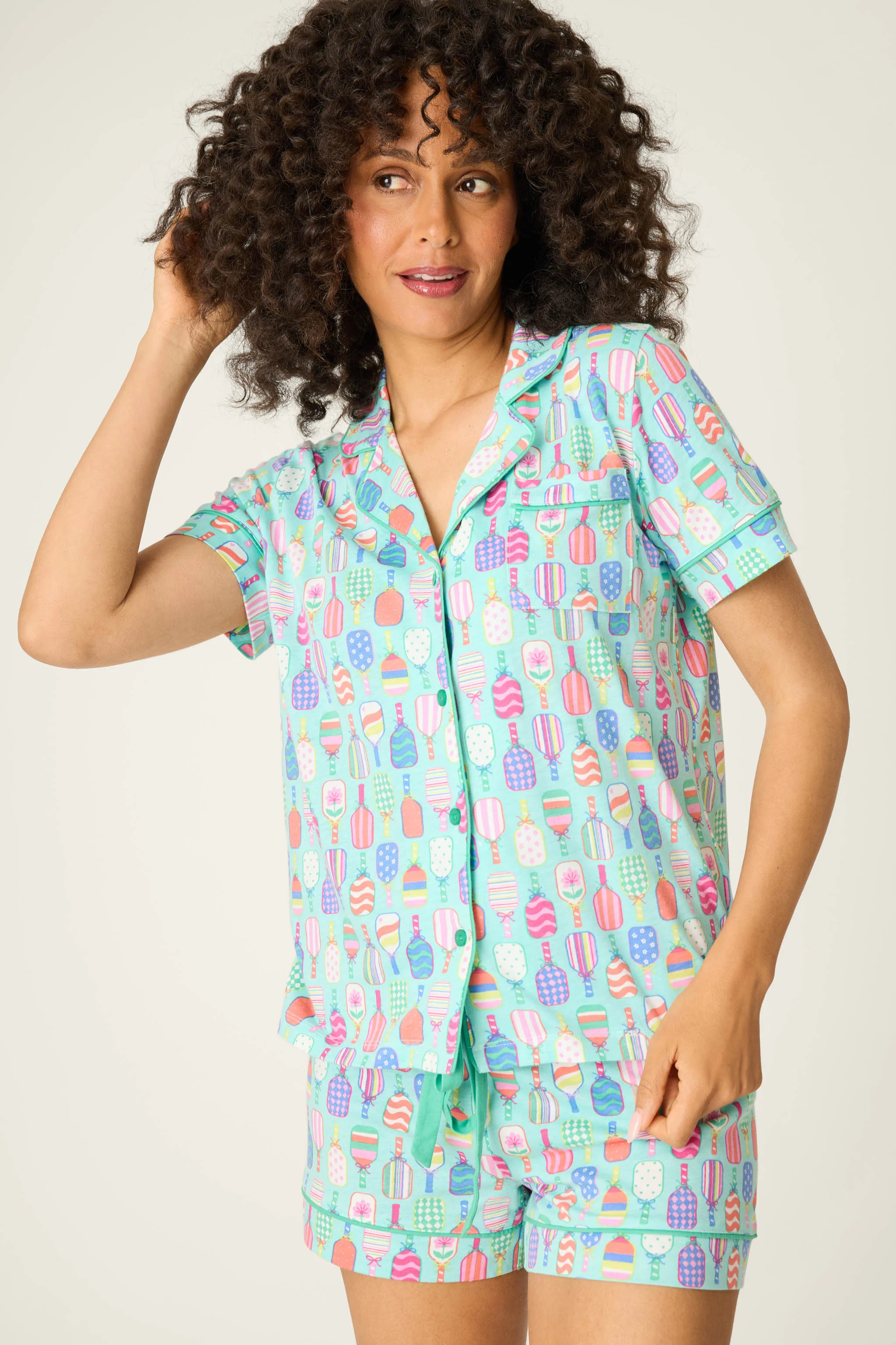 Whimsy Pickleball Paddle Party Short PJ Set - Image 2