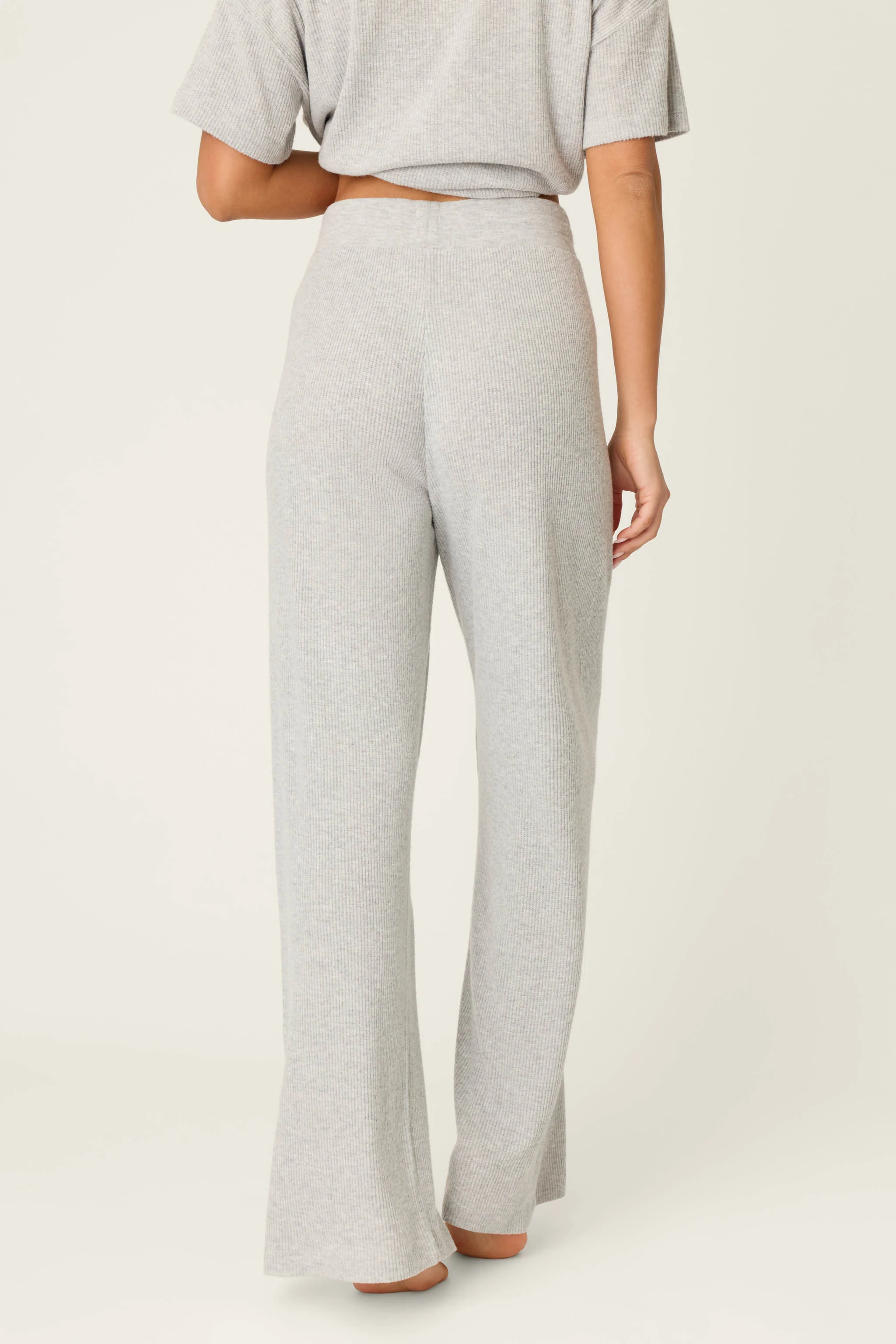 Textured Essentials Heather Grey Open Leg Pants - Image 2