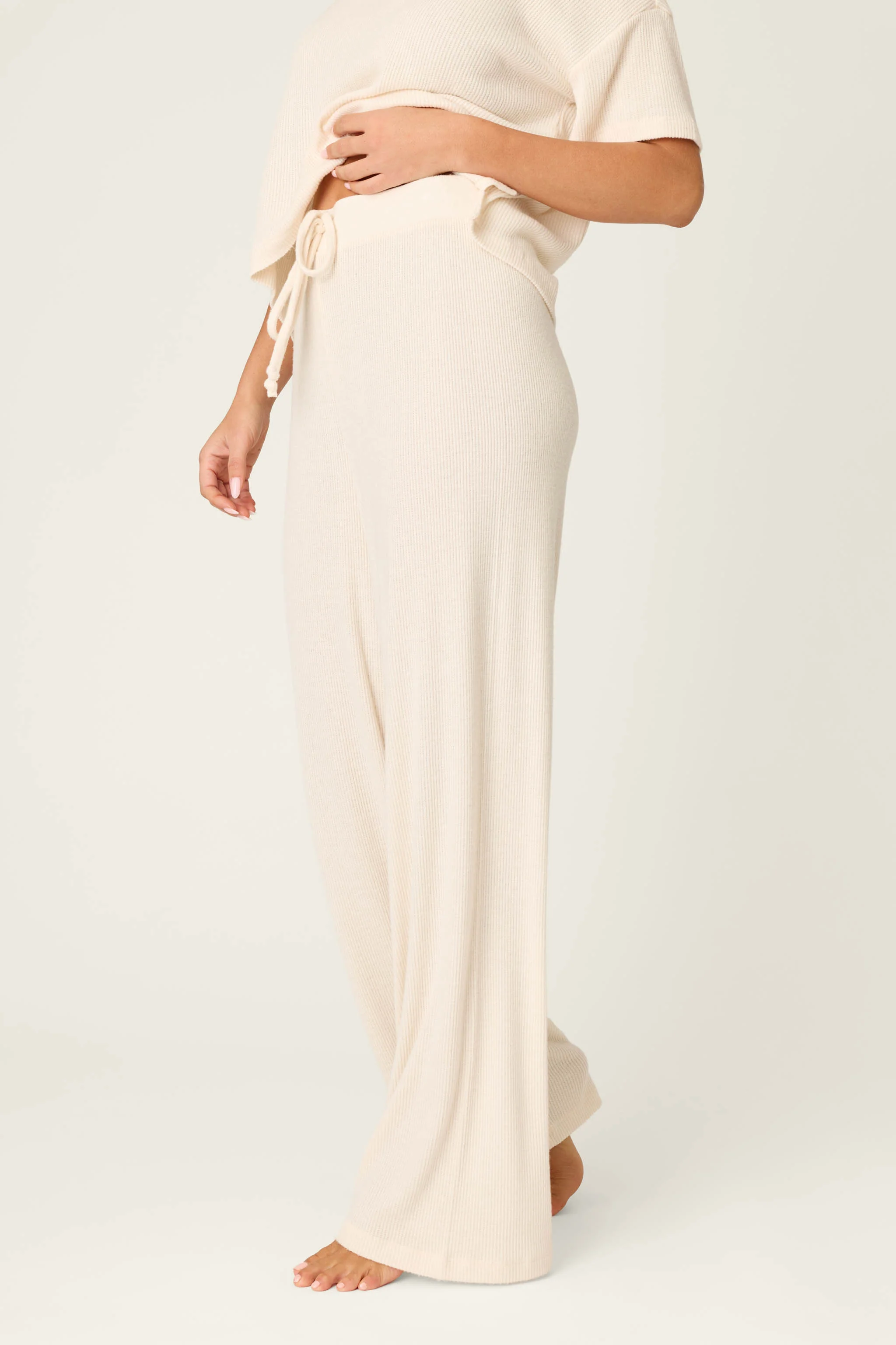 Textured Essentials Stone Open Leg Pants - Image 4