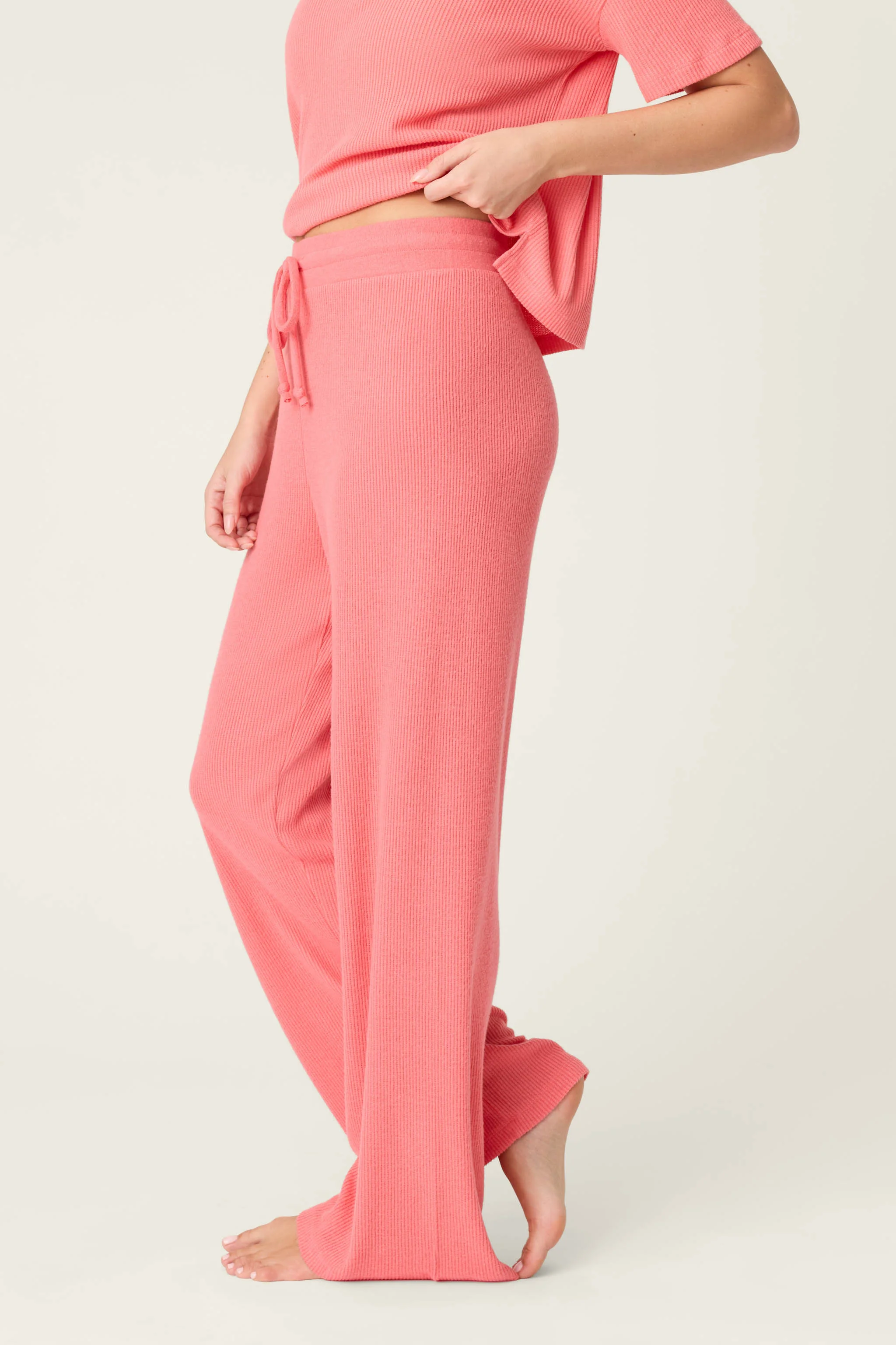 Textured Essentials Sunset Rose Open Leg Pants - Image 4