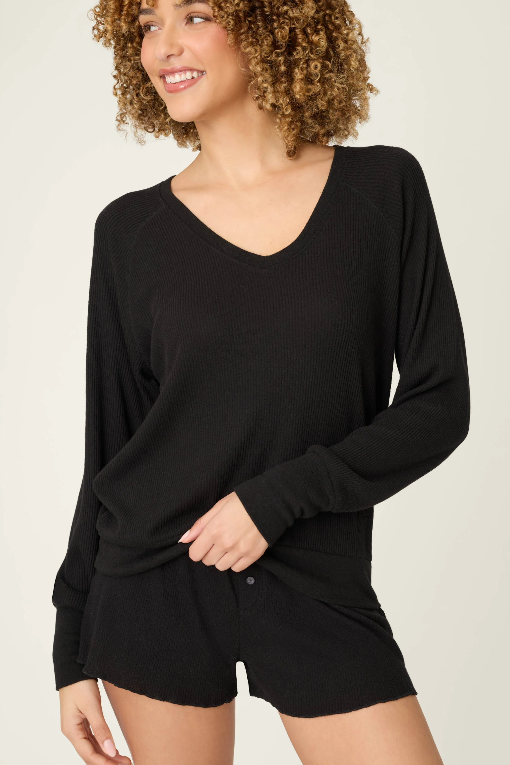 Textured Essentials Black Short Lounge Set - Image 4