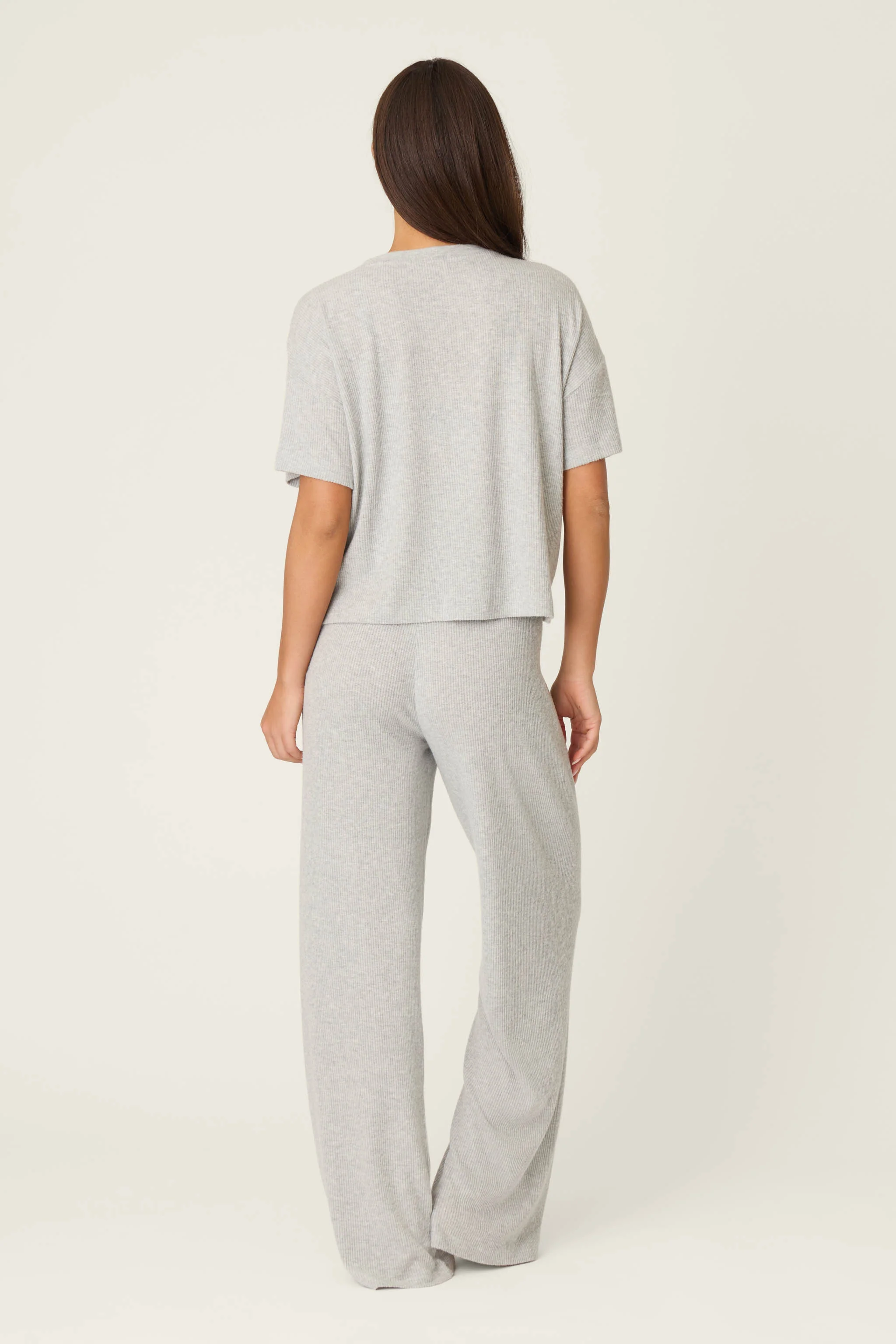 Textured Essentials Heather Grey Long Lounge Set - Image 4
