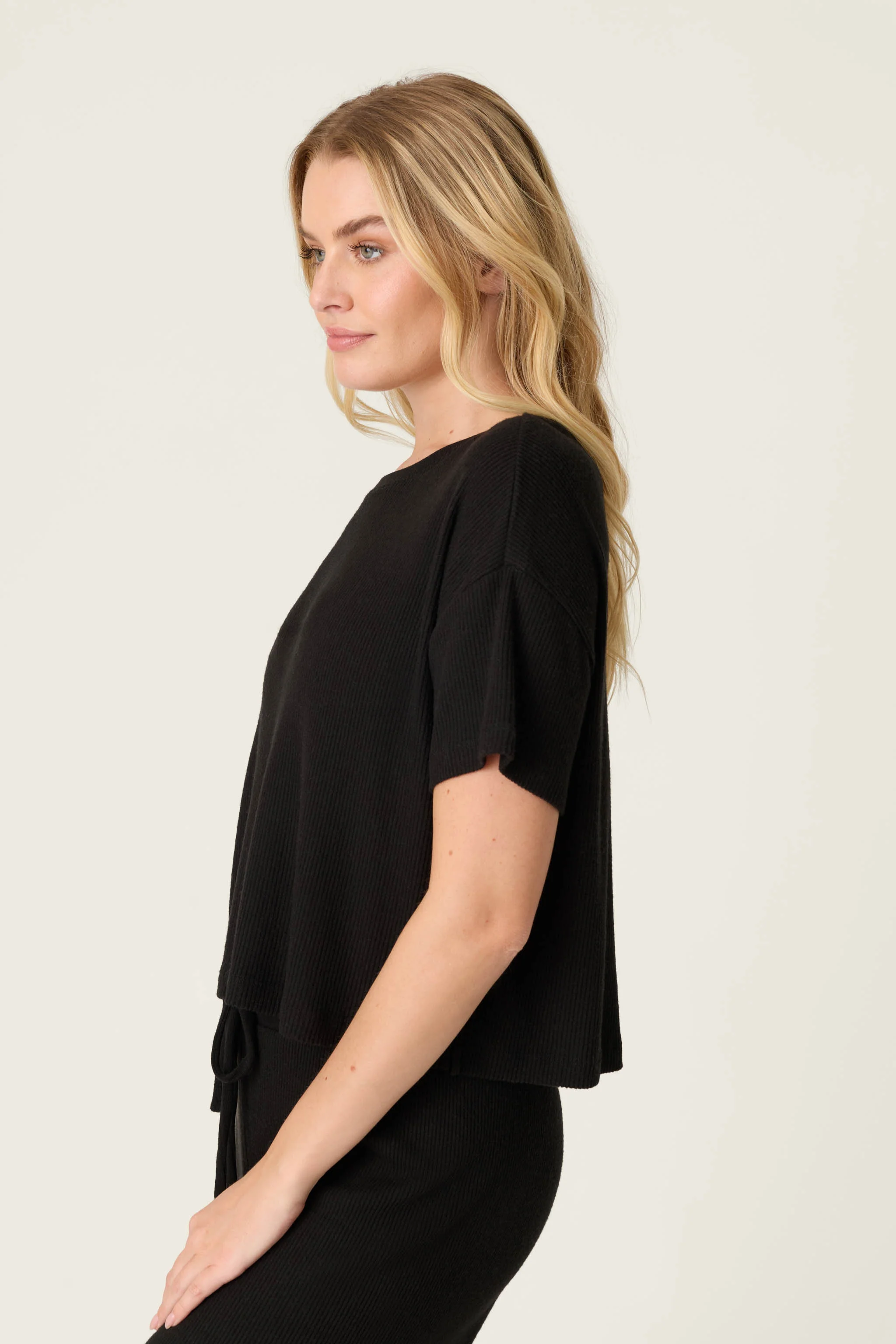 Textured Essentials Black Short Sleeve Top - Image 4