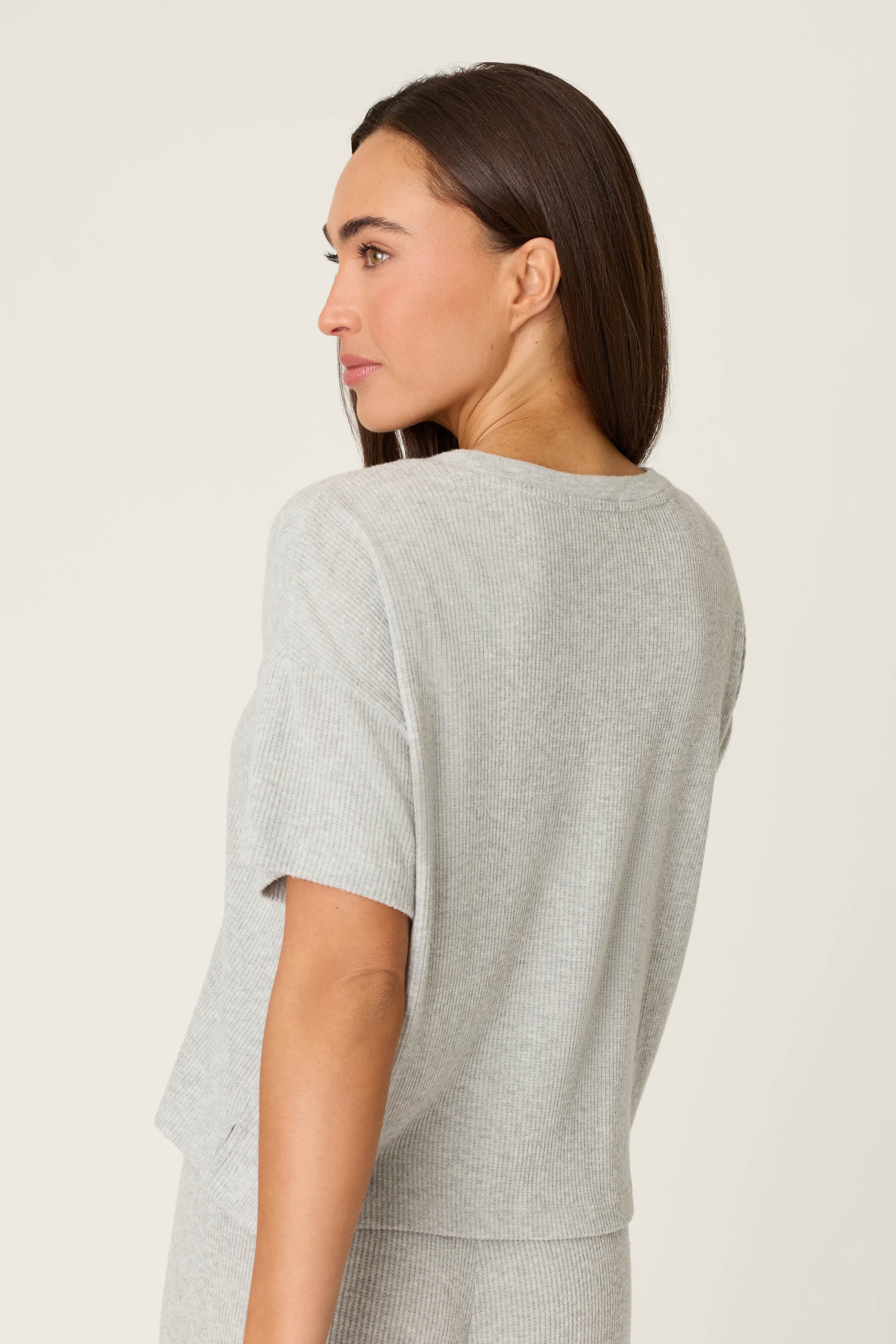 Textured Essentials Heather Grey Short Sleeve Top - Image 2