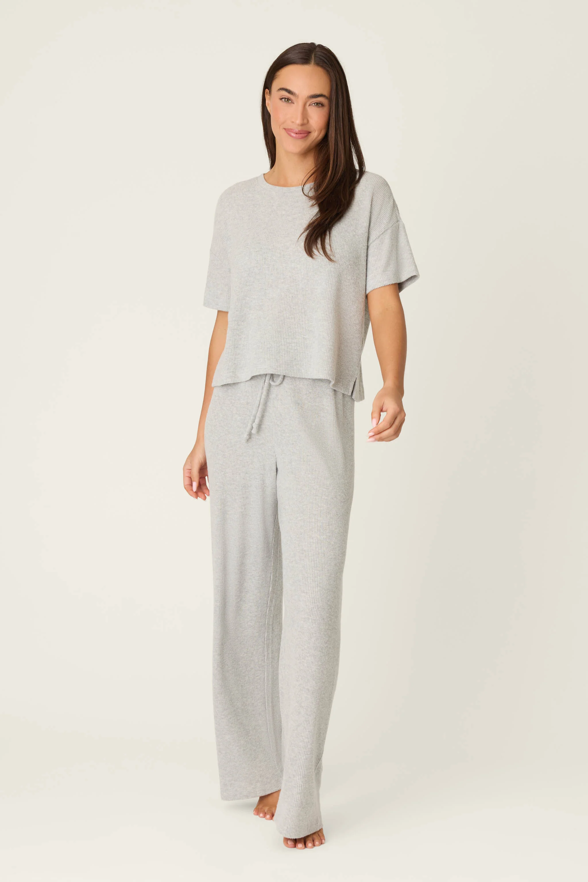 Textured Essentials Heather Grey Short Sleeve Top - Image 3