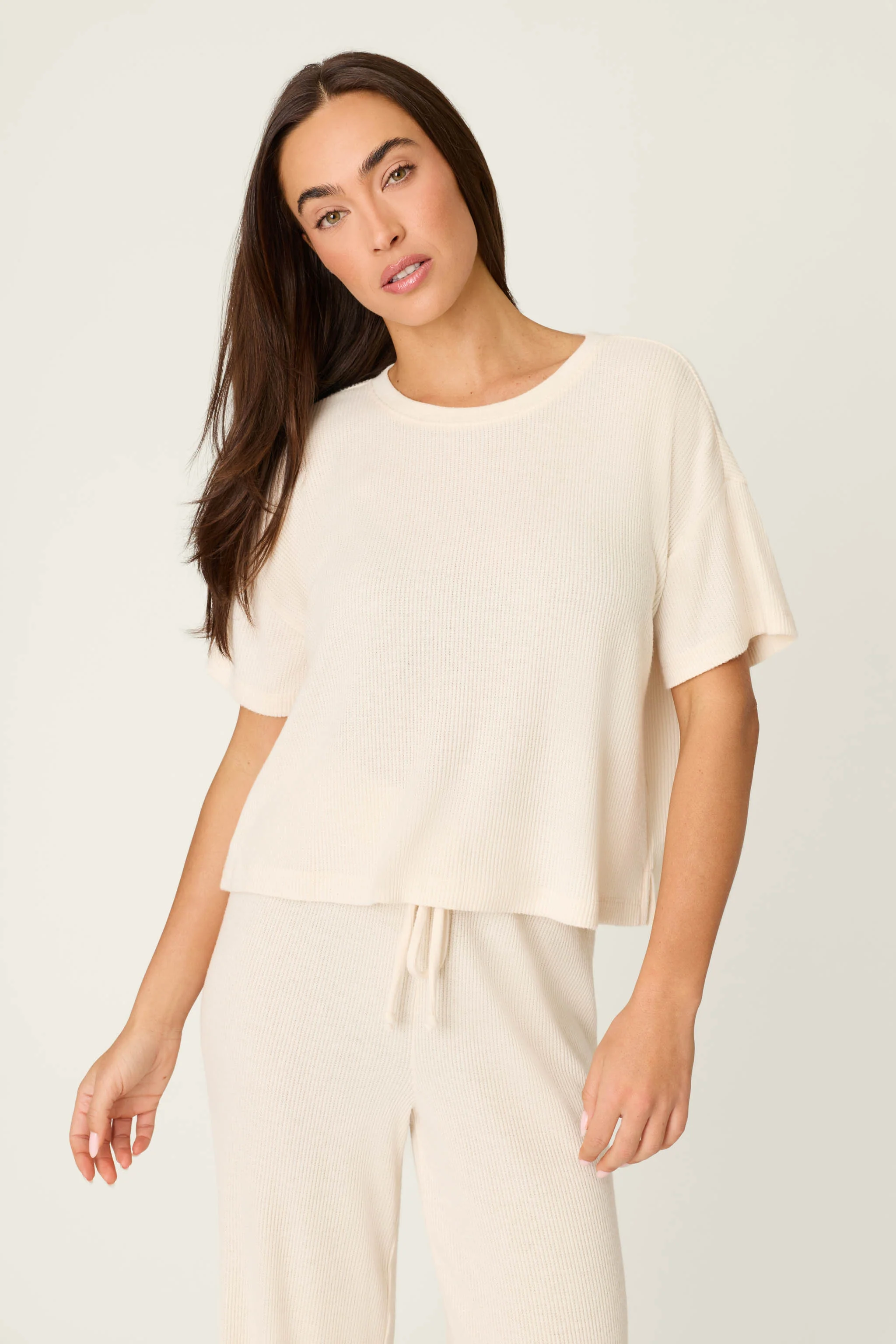 Textured Essentials Stone Short Sleeve Top