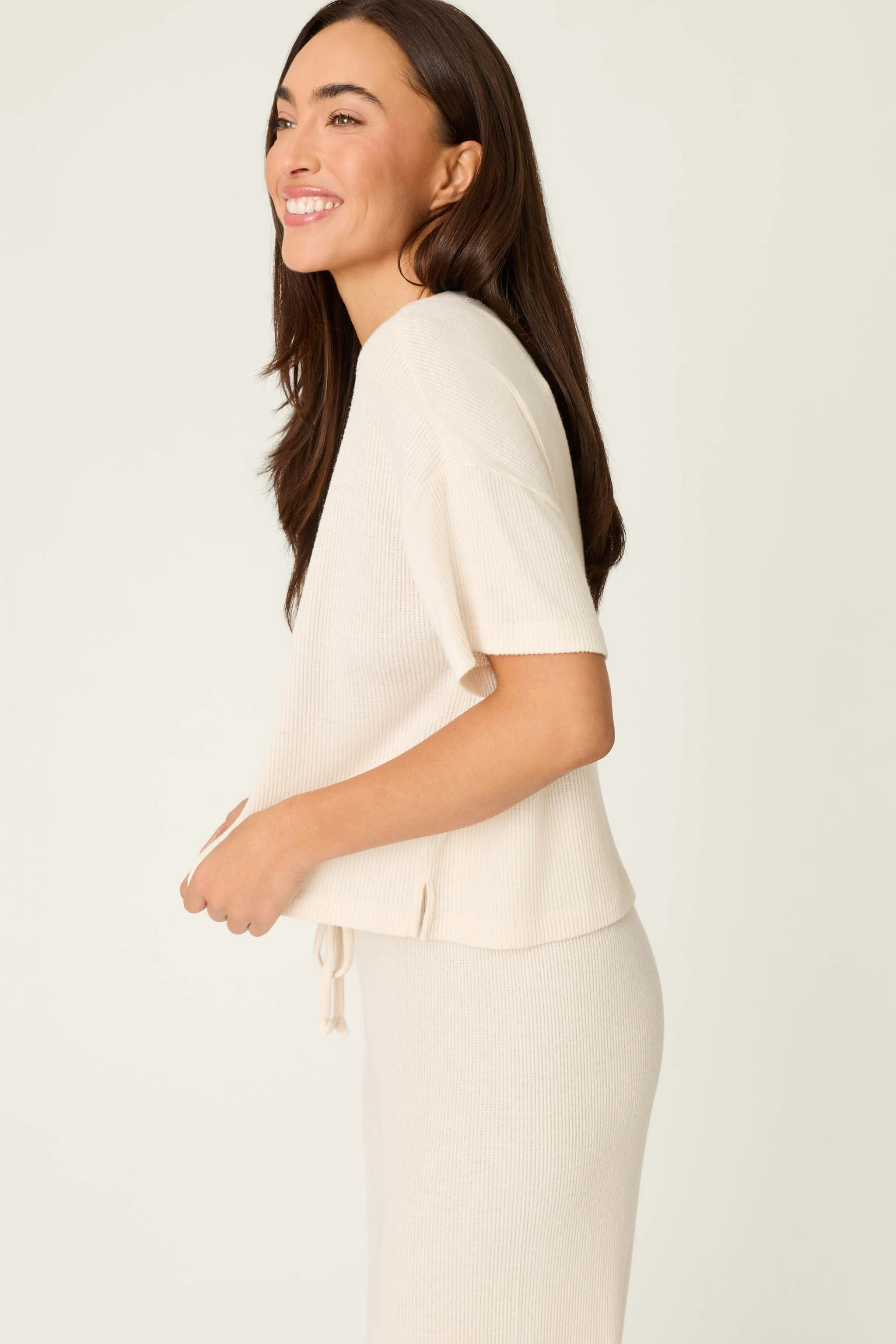 Textured Essentials Stone Short Sleeve Top - Image 4