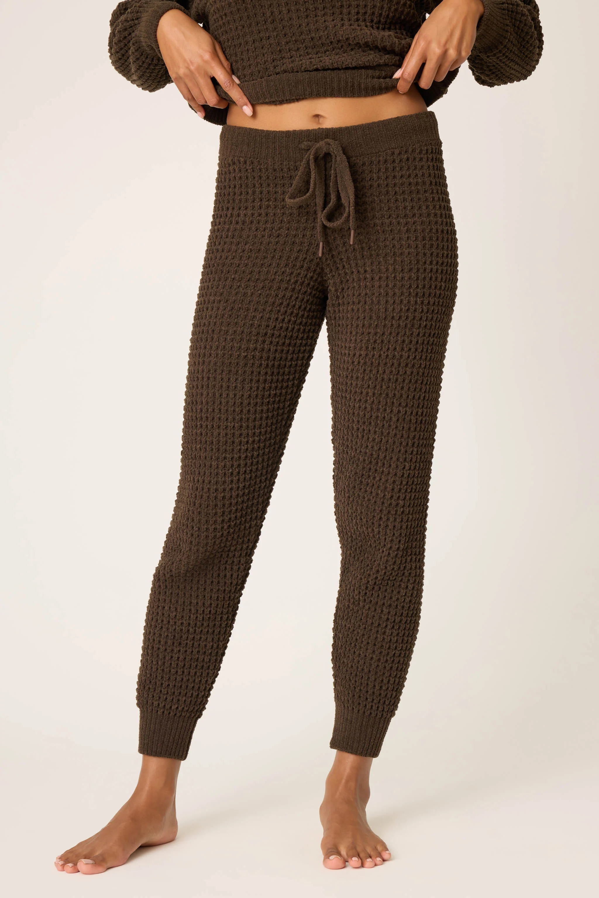 Chenille Waffle Chocolate Banded Pants