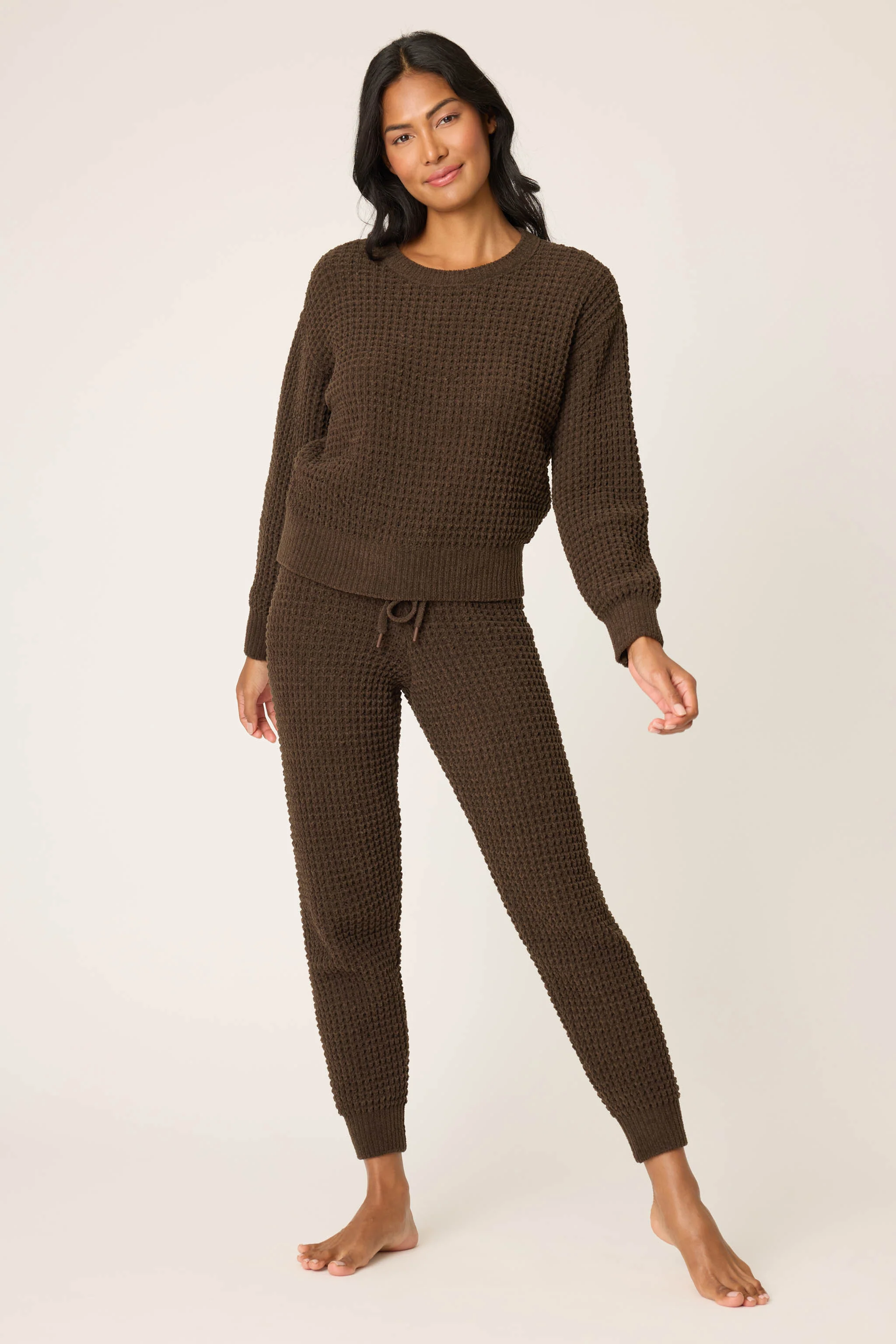 Chenille Waffle Chocolate Banded Pants - Image 3
