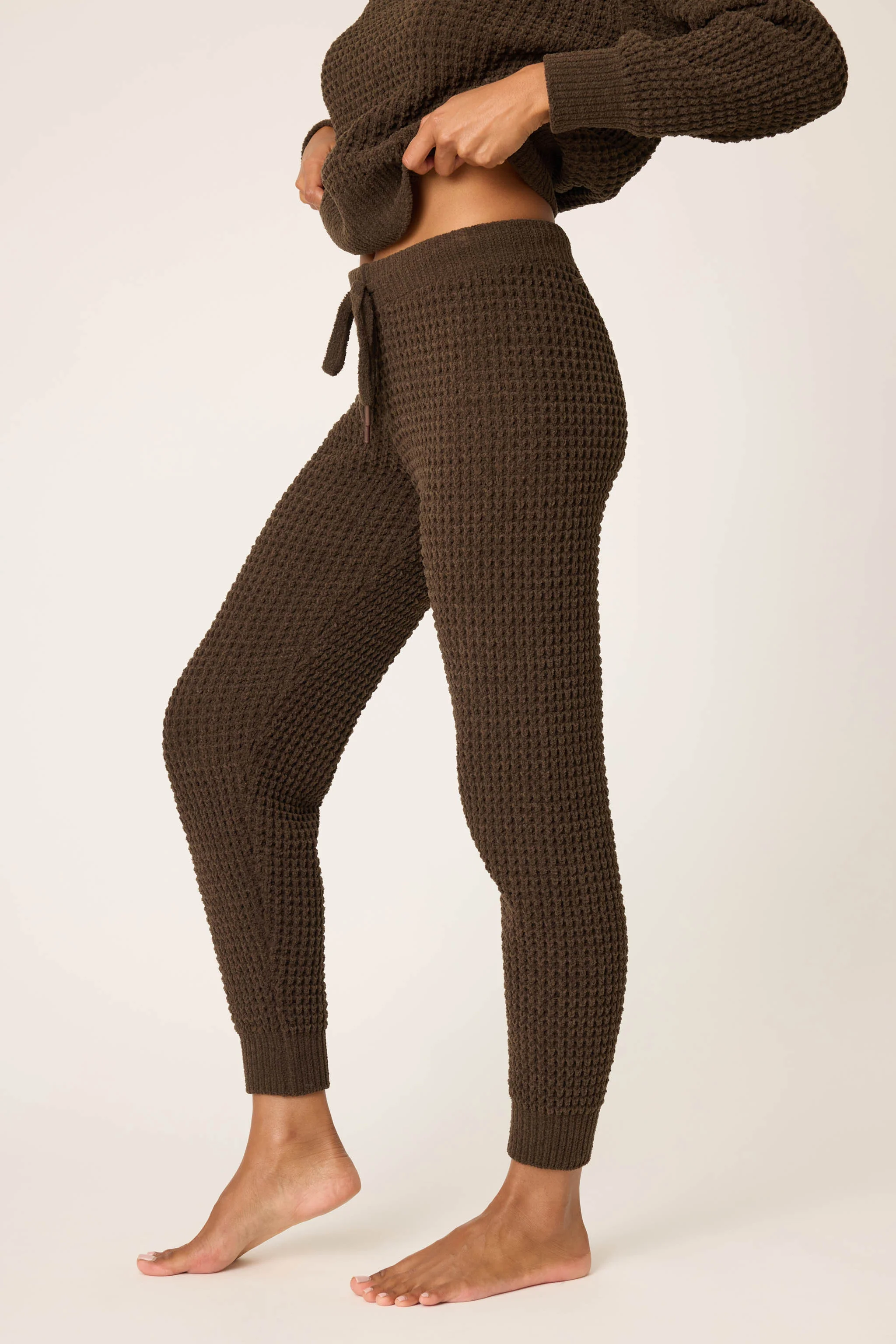 Chenille Waffle Chocolate Banded Pants - Image 4