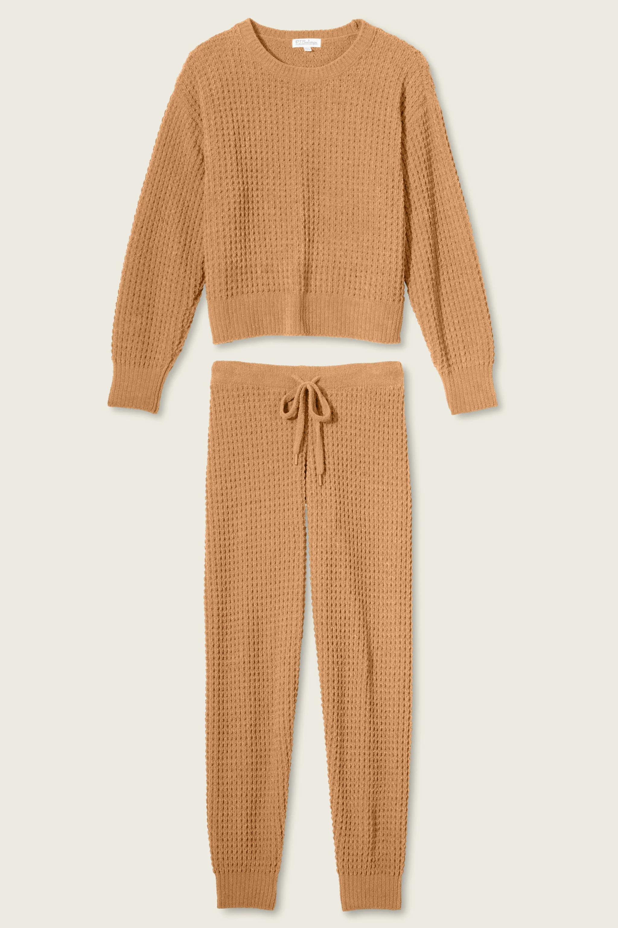 Chenille Waffle Caramel Lounge Set - Image 2
